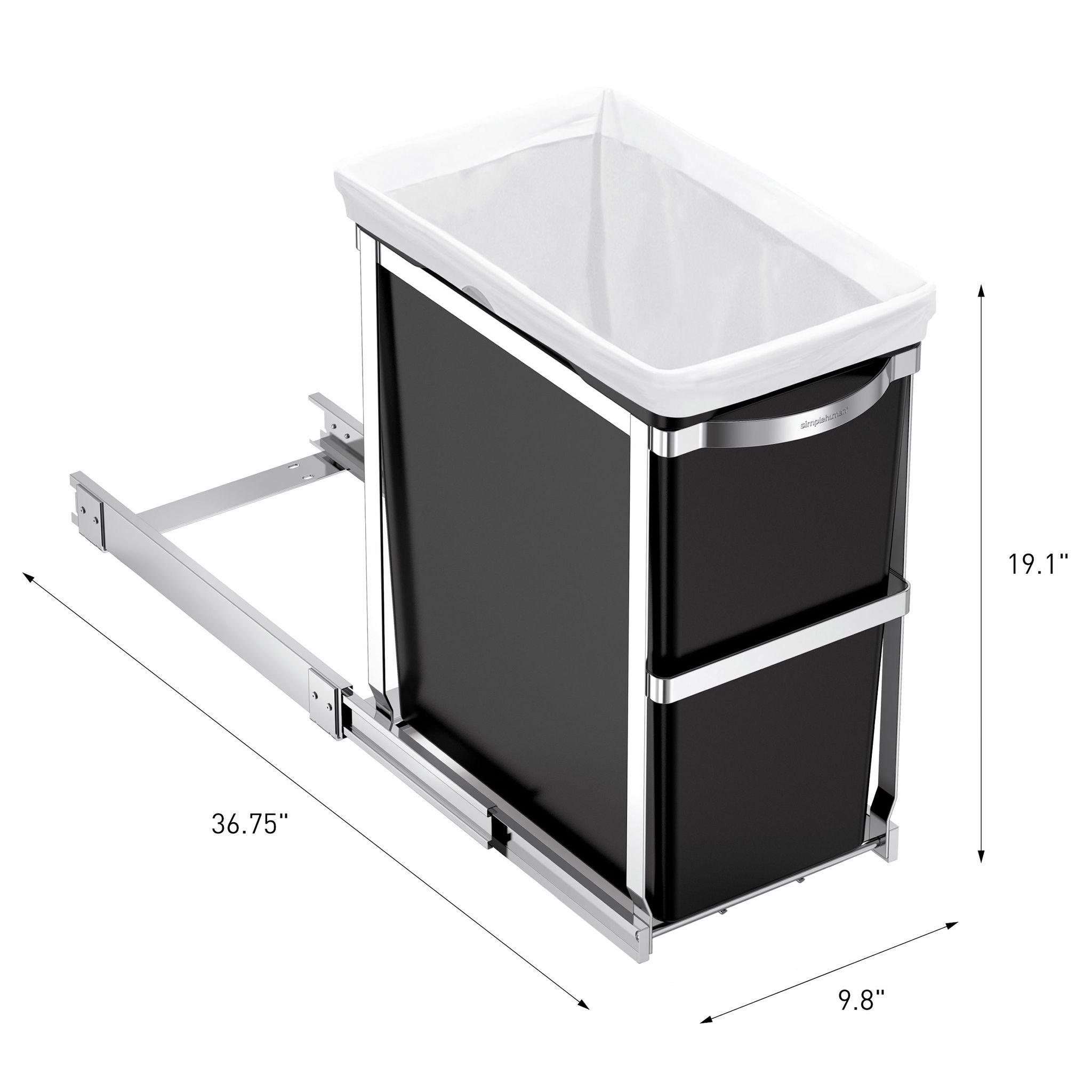 simplehuman 30L Under Counter Pull-out Can and 40-pack Custom-fit Liners