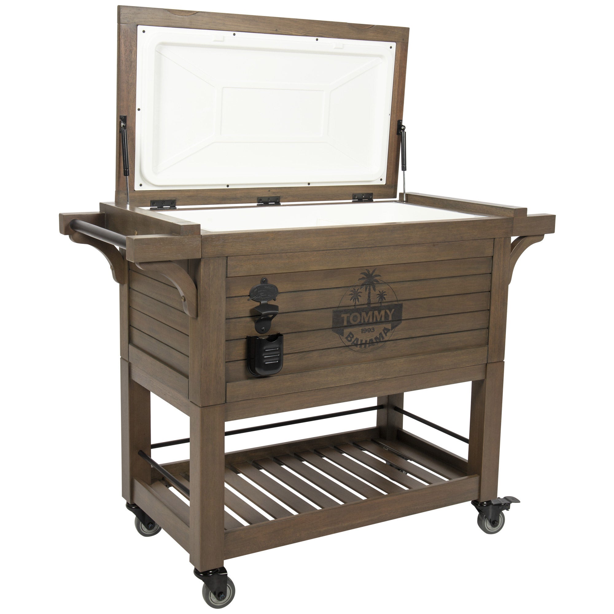 Tommy Bahama 100-quart Rolling Wood Cooler
