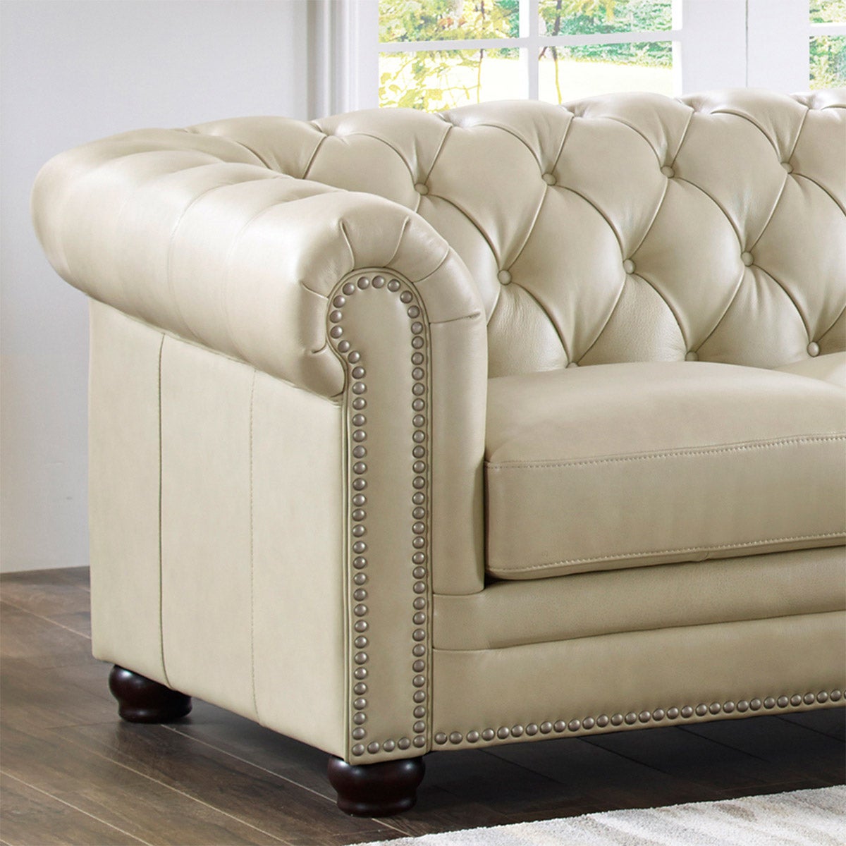 Allington Top Grain Leather Sofa - Eggshell White