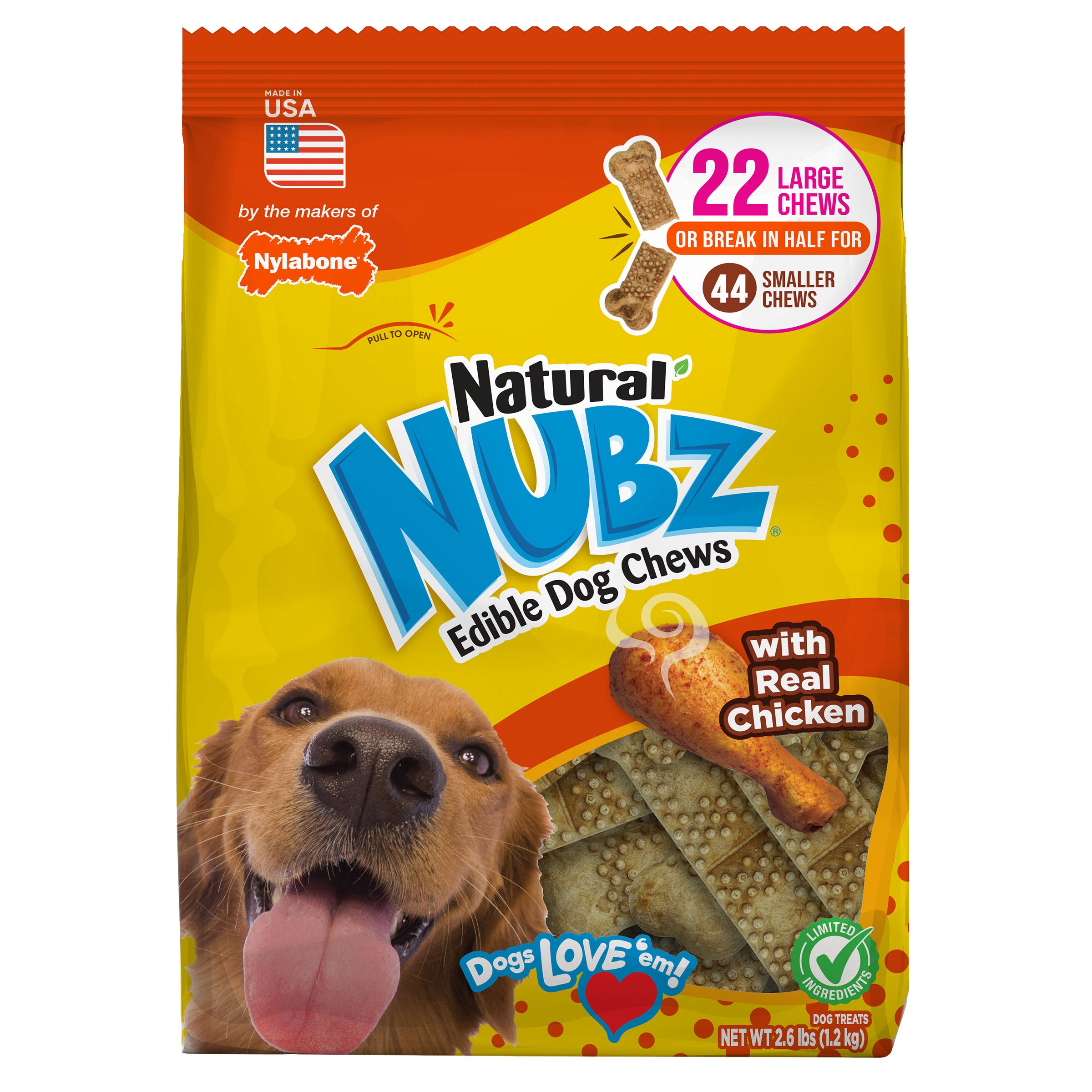 Nylabone NUBZ Dog Chews, 22-count, 2-pack