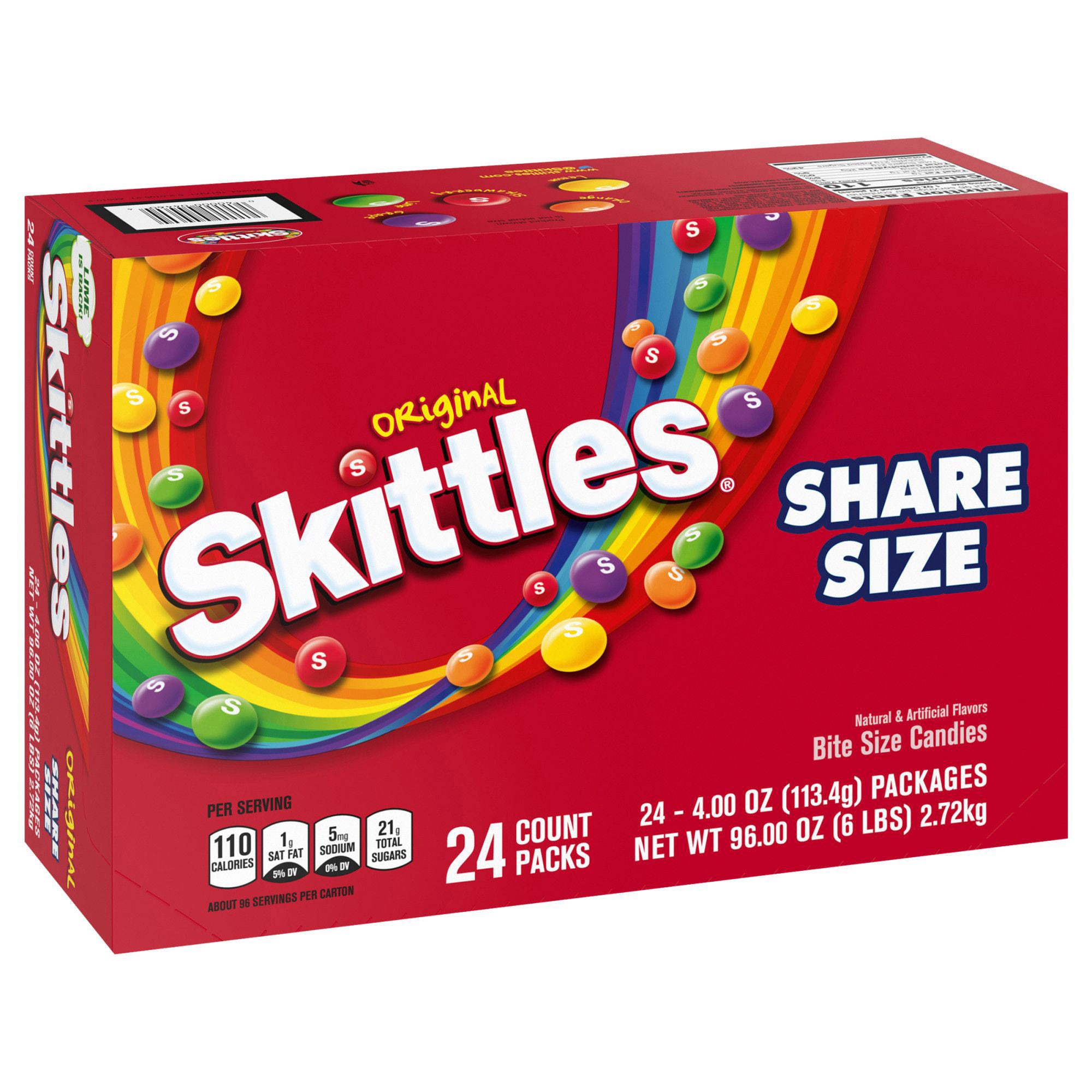 Skittles Bite Size Candy, Original, Share Size, 4 oz, 24-count