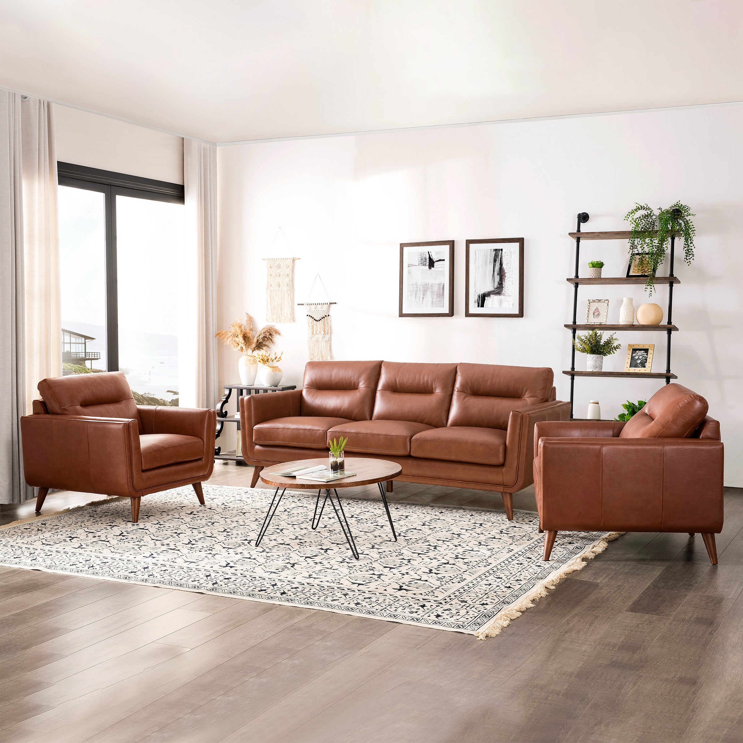 Taurus 3-piece Leather Set - Sofa and Two Chairs