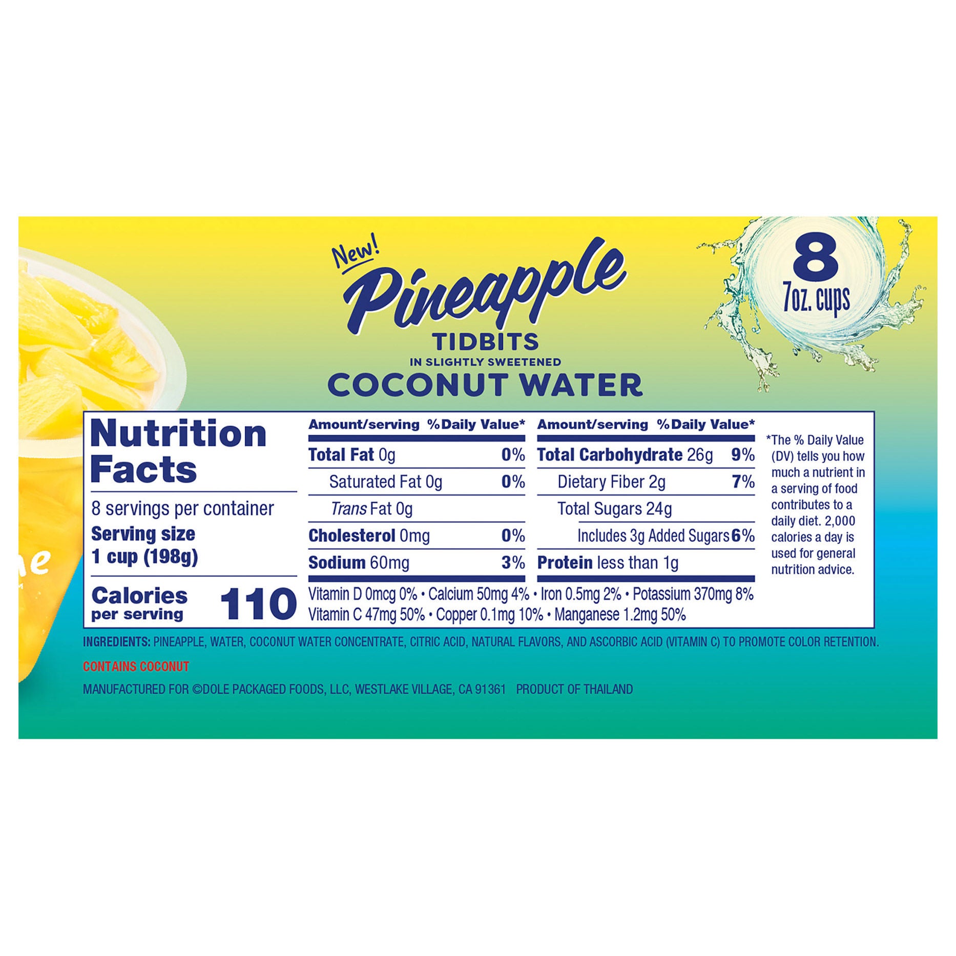 Dole Pineapple Tidbits, 7 oz, 8-count