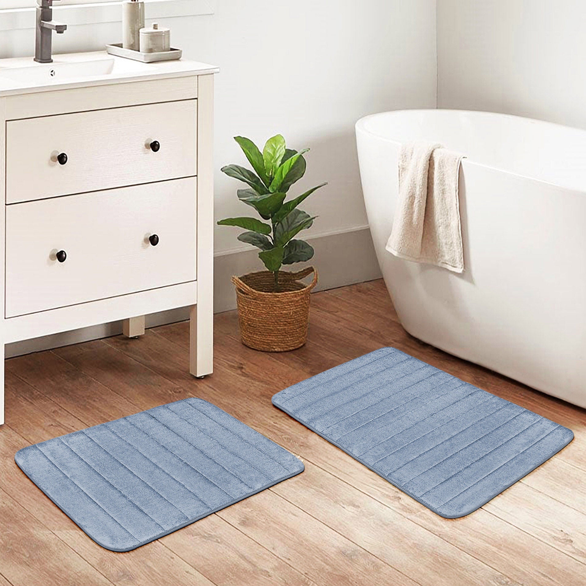 Channel Stitch Memory Foam Bath Mat, 2-pack