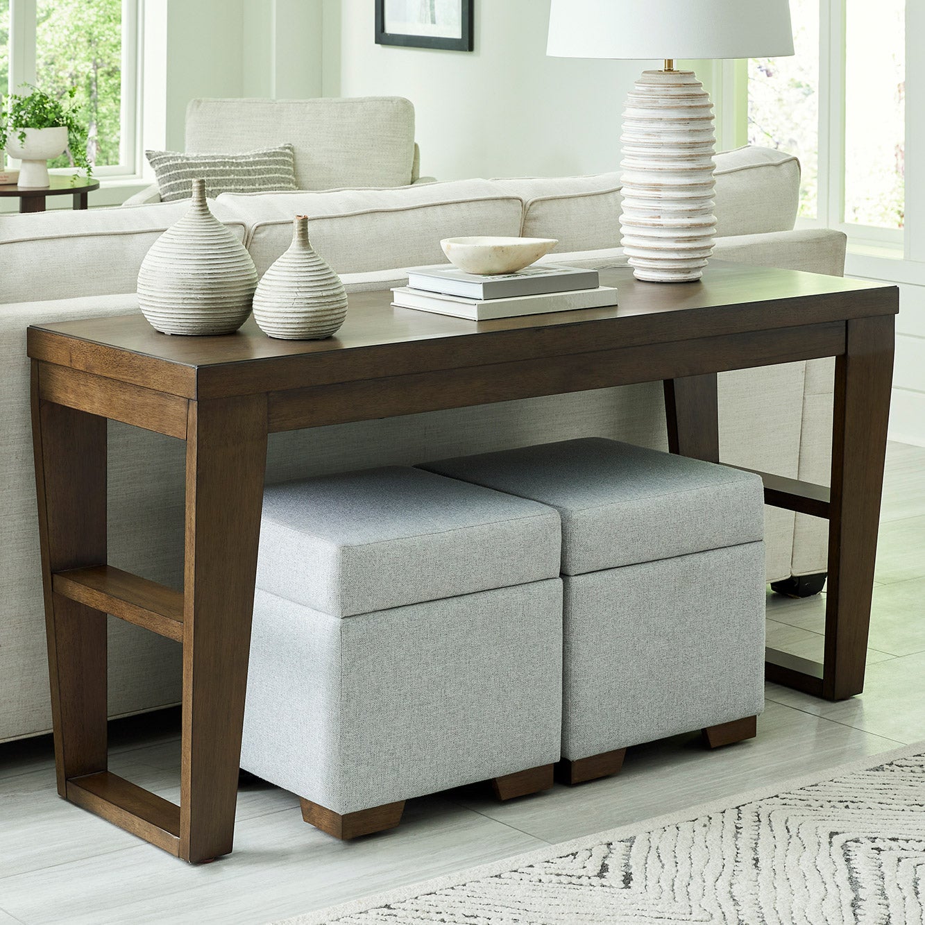 Elena Sofa Table & Two Ottomans