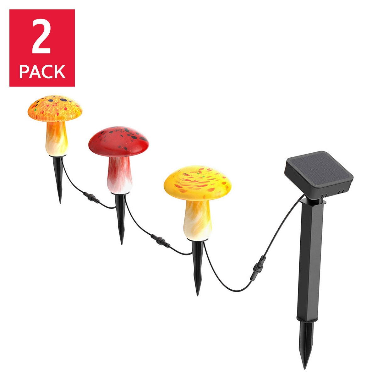 Infinity X1 Glass Solar Mushroom Landscape Lights, 2-pack