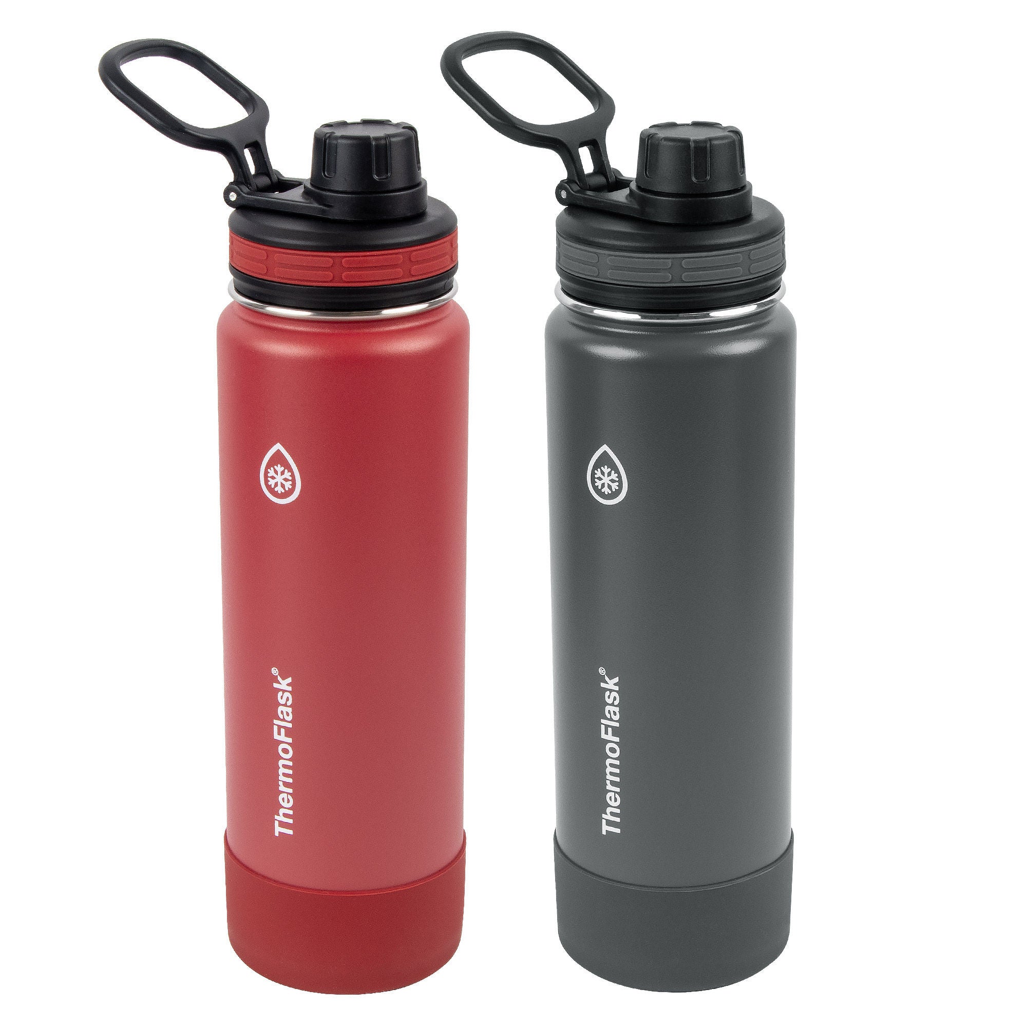 ThermoFlask 24oz Stainless Steel Insulated Water Bottle with Spout Lid, 2-pack