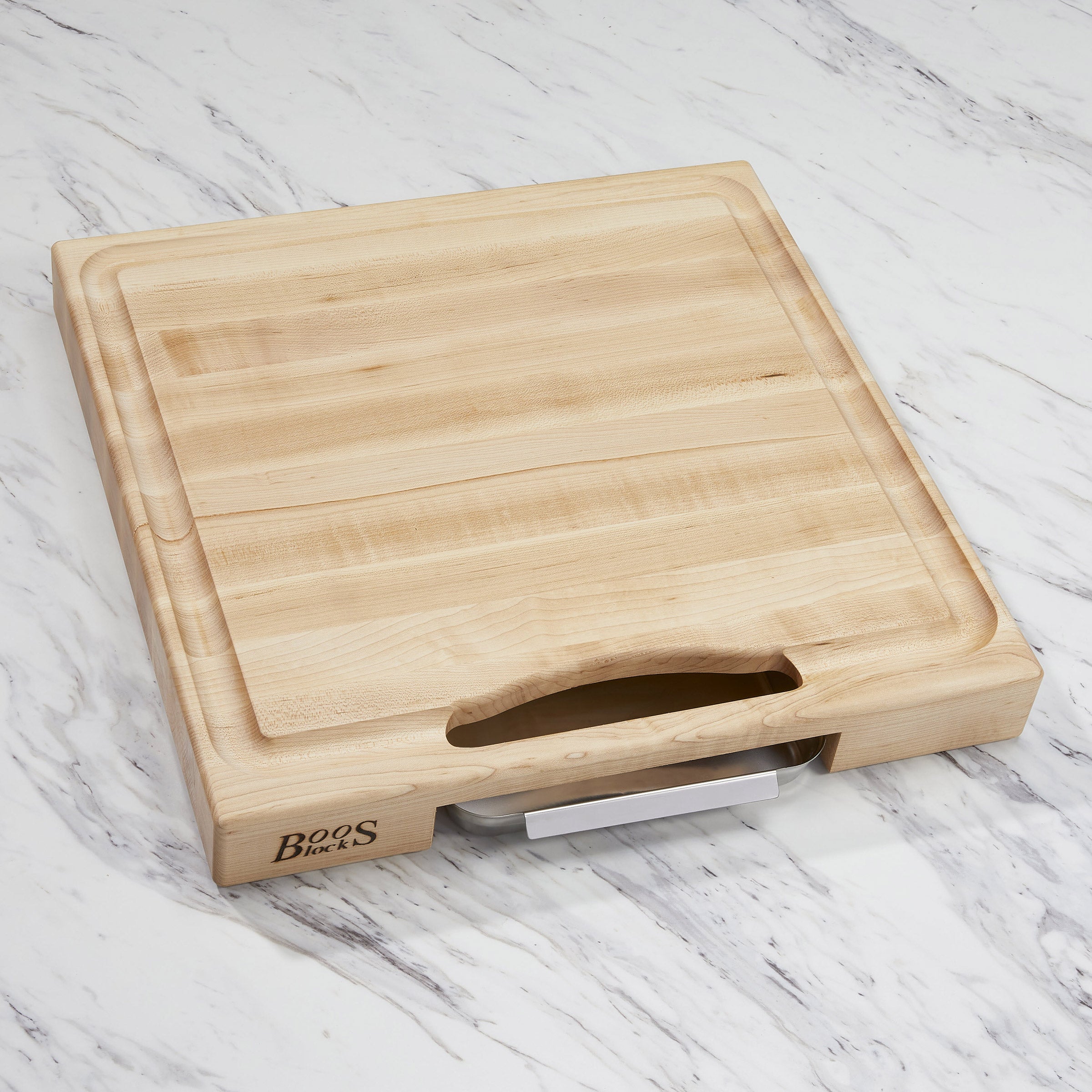 John Boos Newton Prep Master Maple Cutting Board with Pan