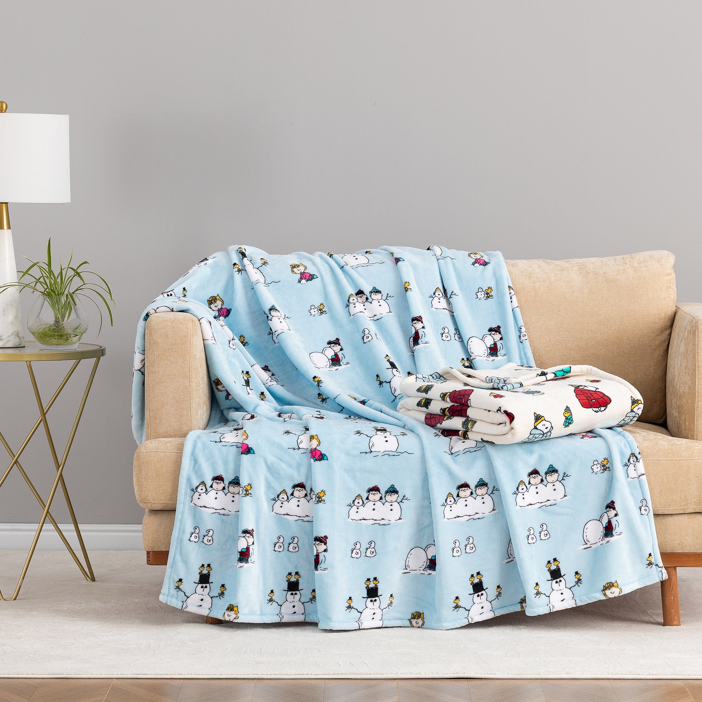 Peanuts Printed VelvetLoft Throw, Holiday 2-pack