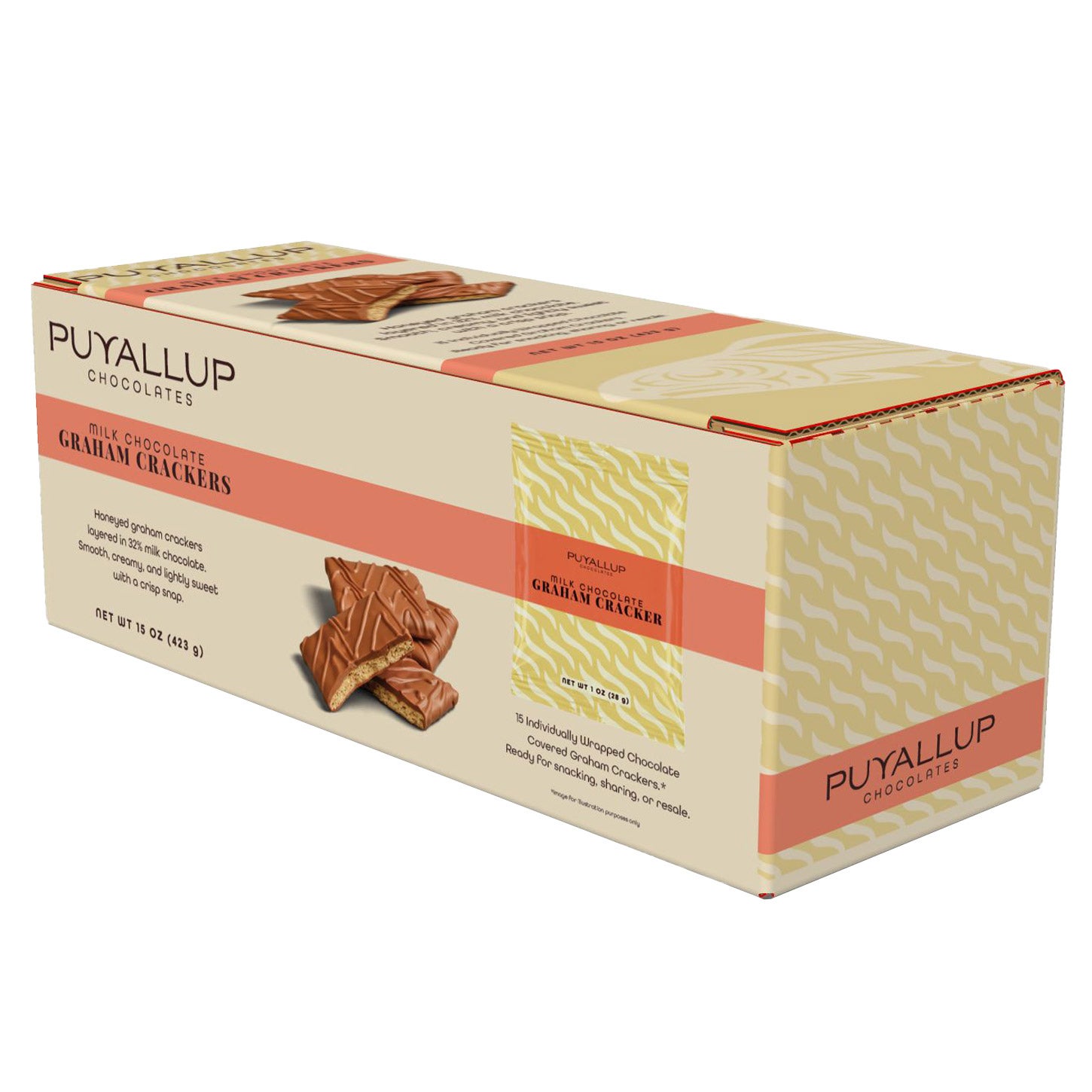 Puyallup Chocolates Milk Chocolate Graham Crackers, 1 oz, 15-count
