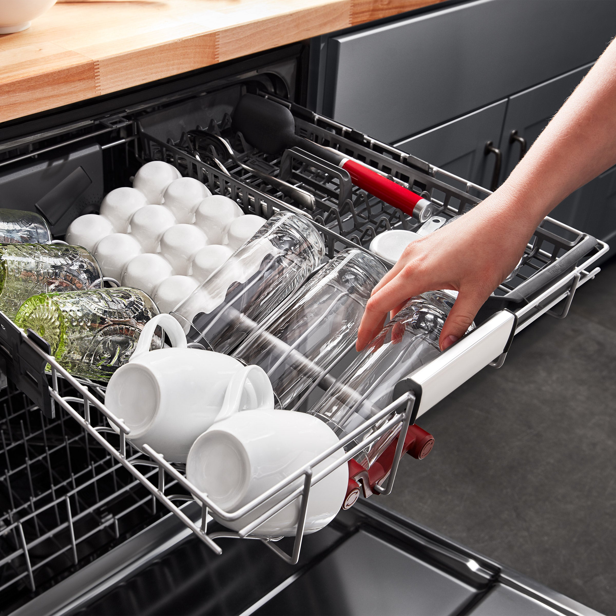 KitchenAid Front Control Dishwasher with FreeFlex Third Level Rack and ProWash Cycle