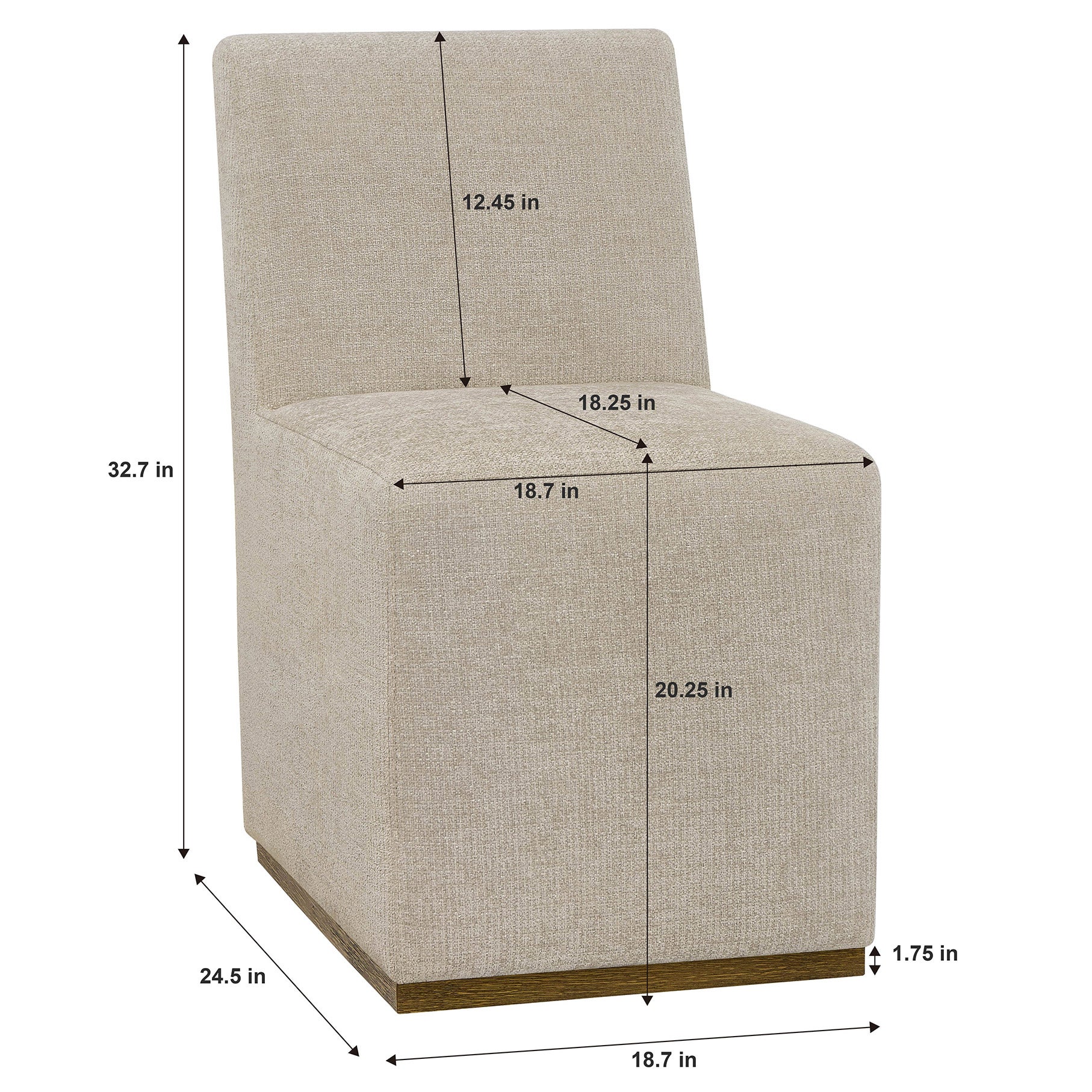 Henredon Murphy Fabric Dining Chair with Wood Base and Casters