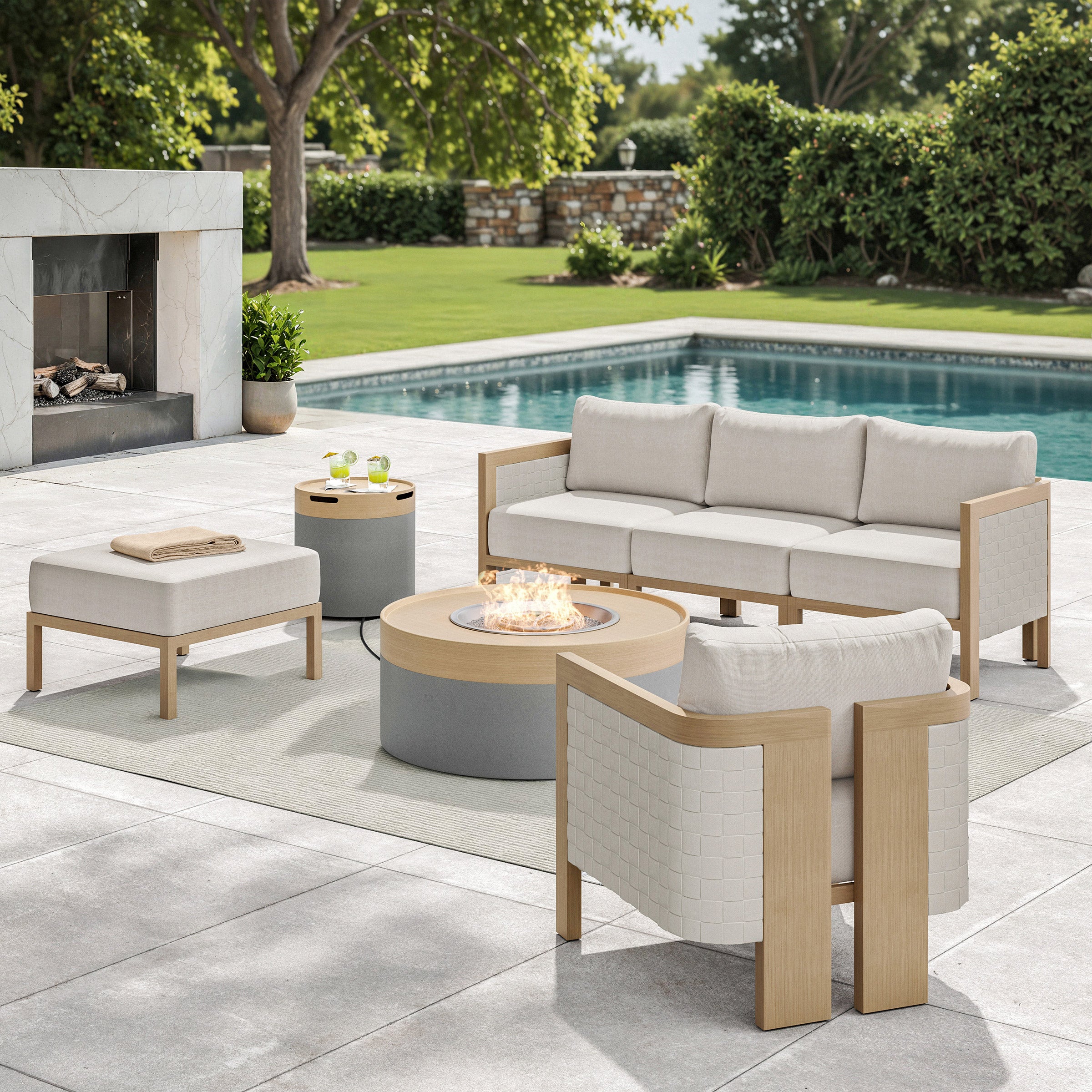 Sirio Madera 7-piece Fire Outdoor Patio Seating Set