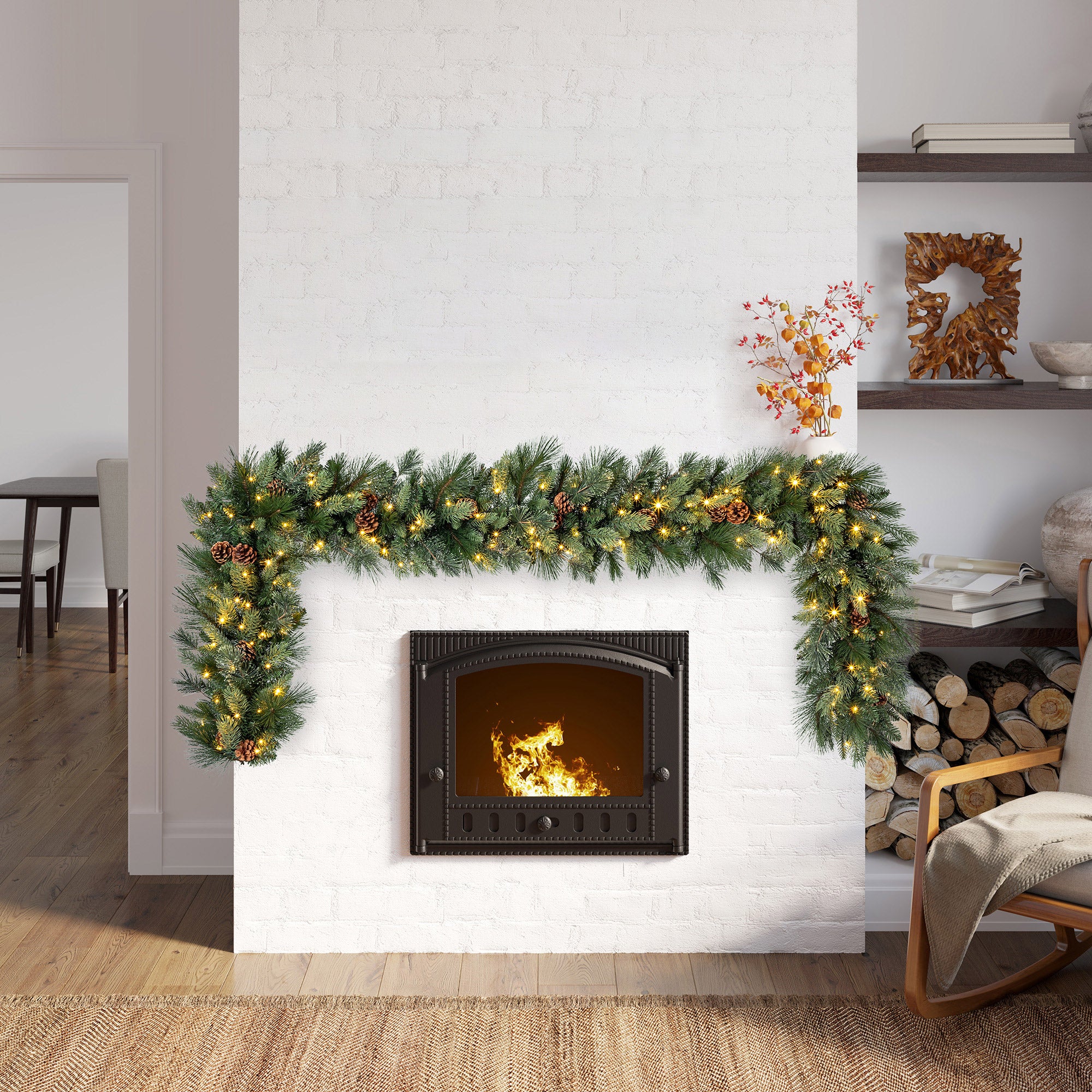 9' Pre-Lit Radiant Micro LED with Twinkle Artificial Greenery Garland