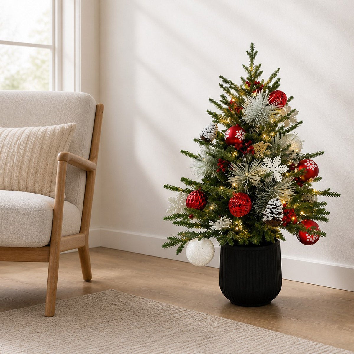 36" Pre-Lit LED with Twinkle Mixed Pine Decorated Artificial Tree