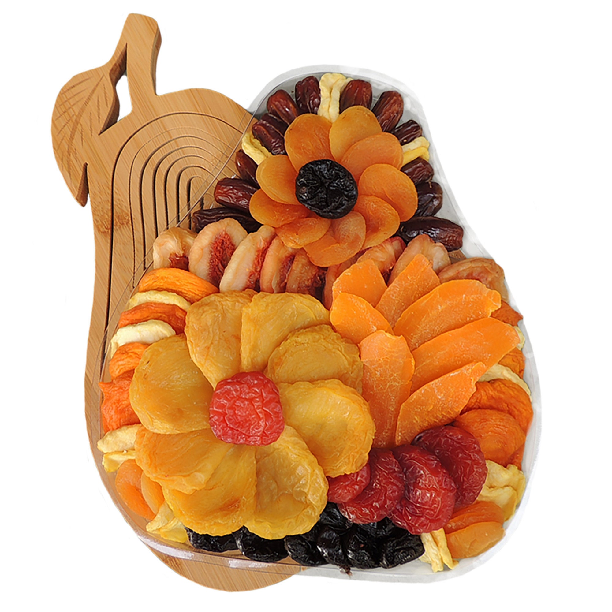 Vacaville Dried Mixed Fruit with Wooden Pear Trivet Fruit Bowl, 34 oz