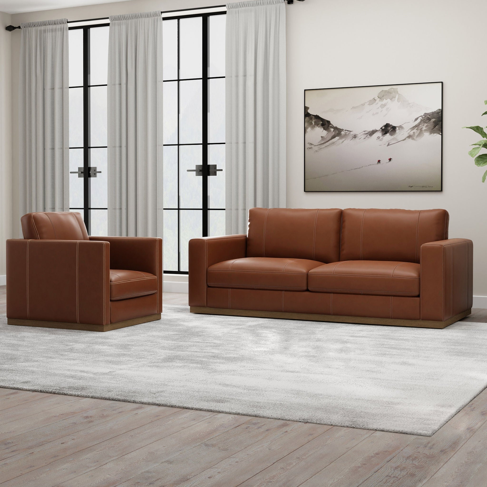 Durant Top Grain Leather Sofa and Swivel Chair