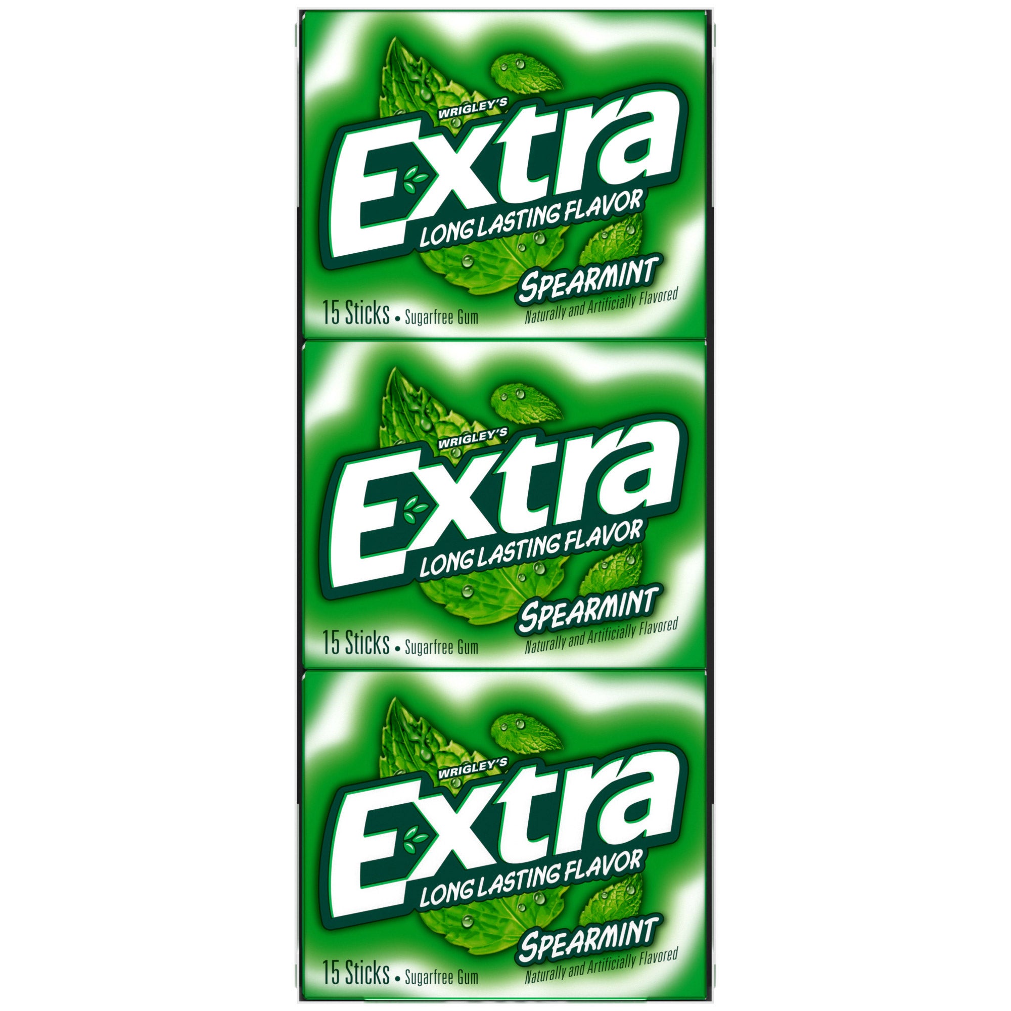 Extra Mint Sugar Free Chewing Gum, Spearmint, 15-sticks, 12-count