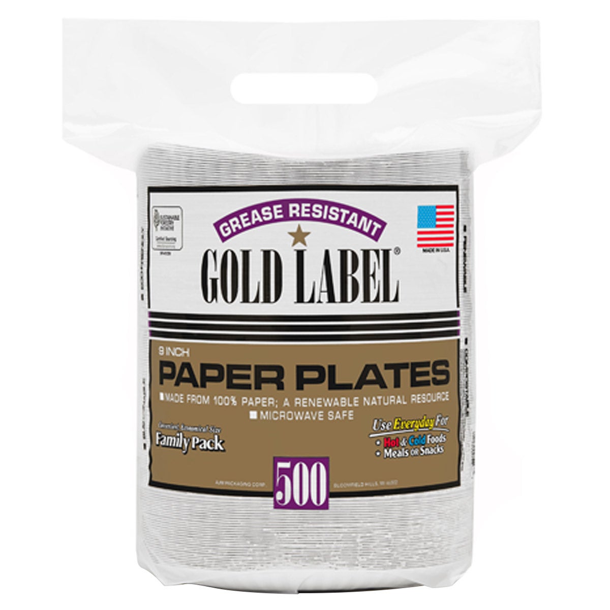 Gold Label 9 Inch Paper Plates, 500-count