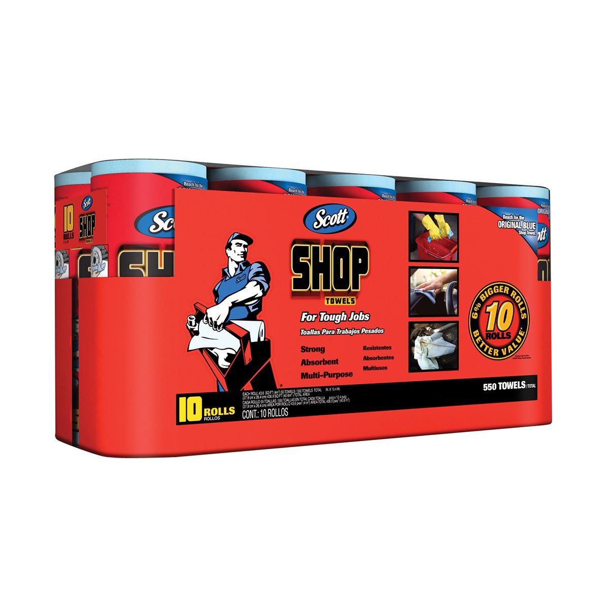 Scott Shop Towels, Blue, 55 sheets, 10 rolls