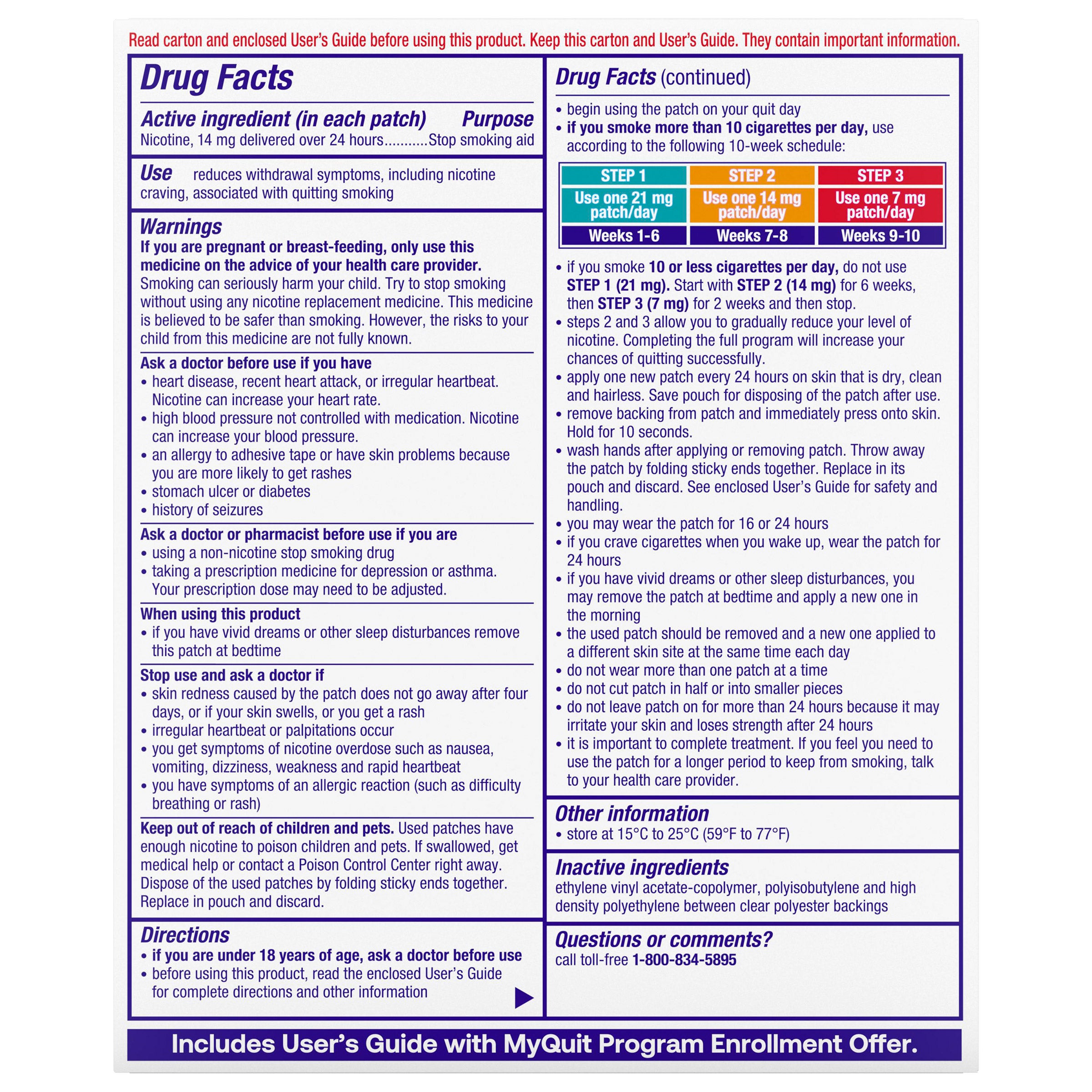 NicoDerm CQ Quit Smoking Aid Patch, 21mg. or 14mg., 21 Clear Patches