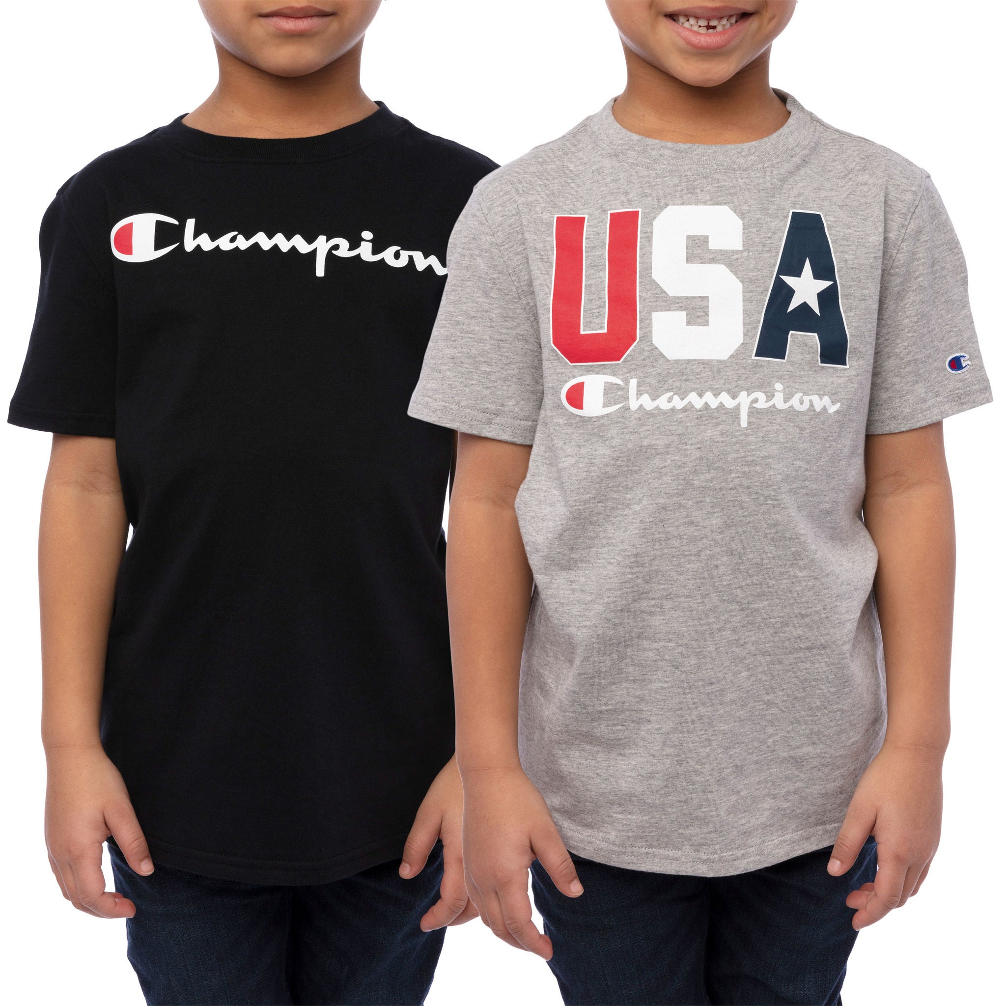 Champion Youth 2-pack Short Sleeve Tee, Black and Gray