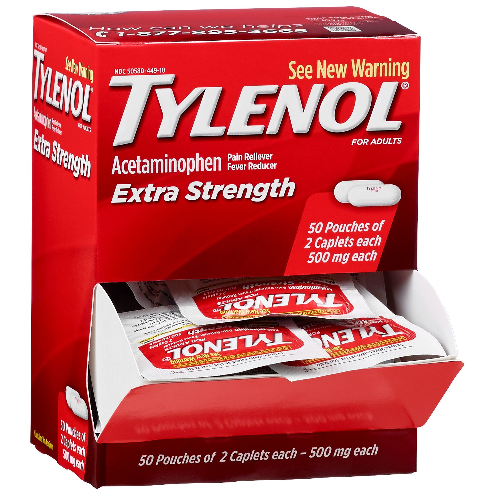 Tylenol Extra Strength Acetaminophen Dispenser Box, 100 Caplets