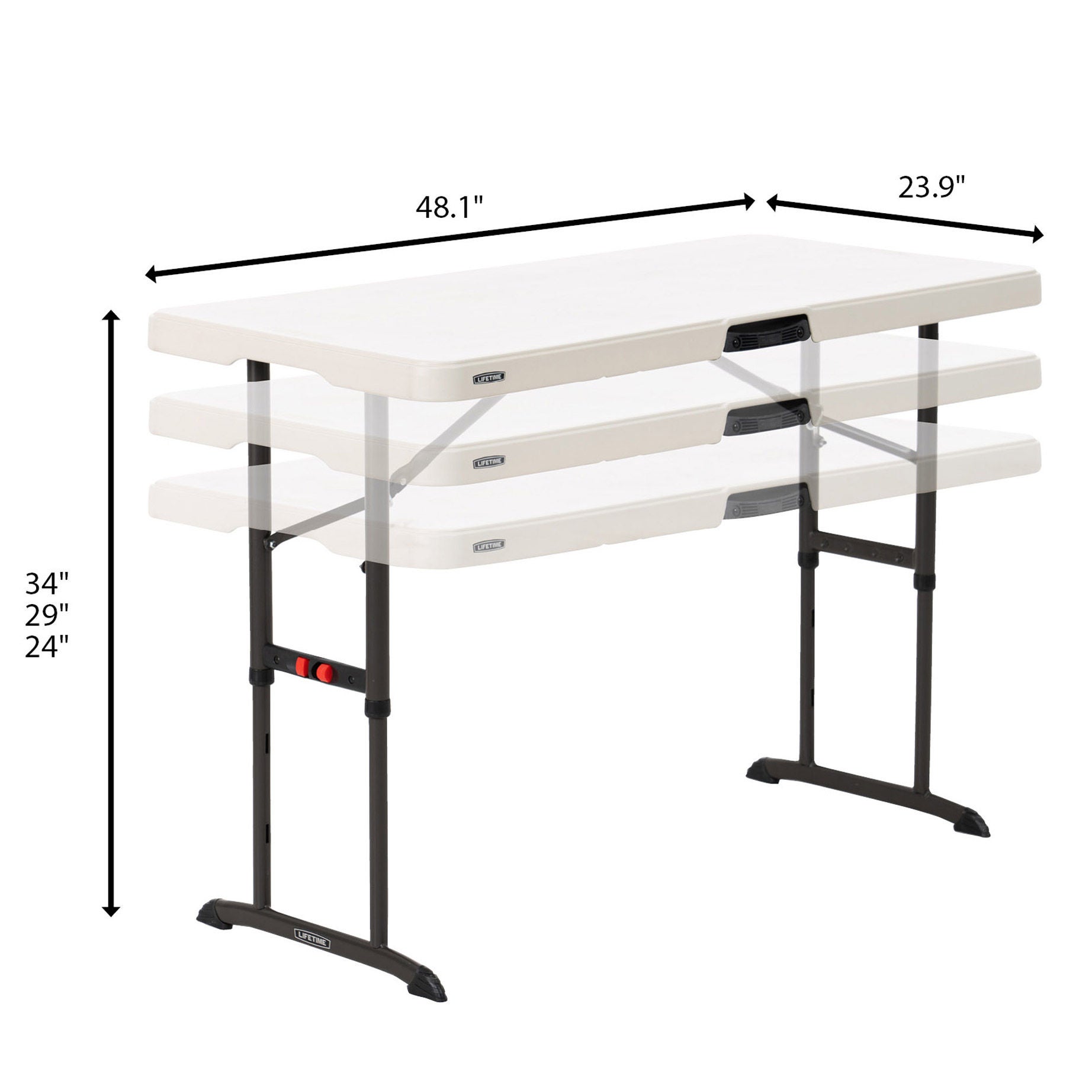 Lifetime Commercial 4' Adjustable Height Table, 2-pack