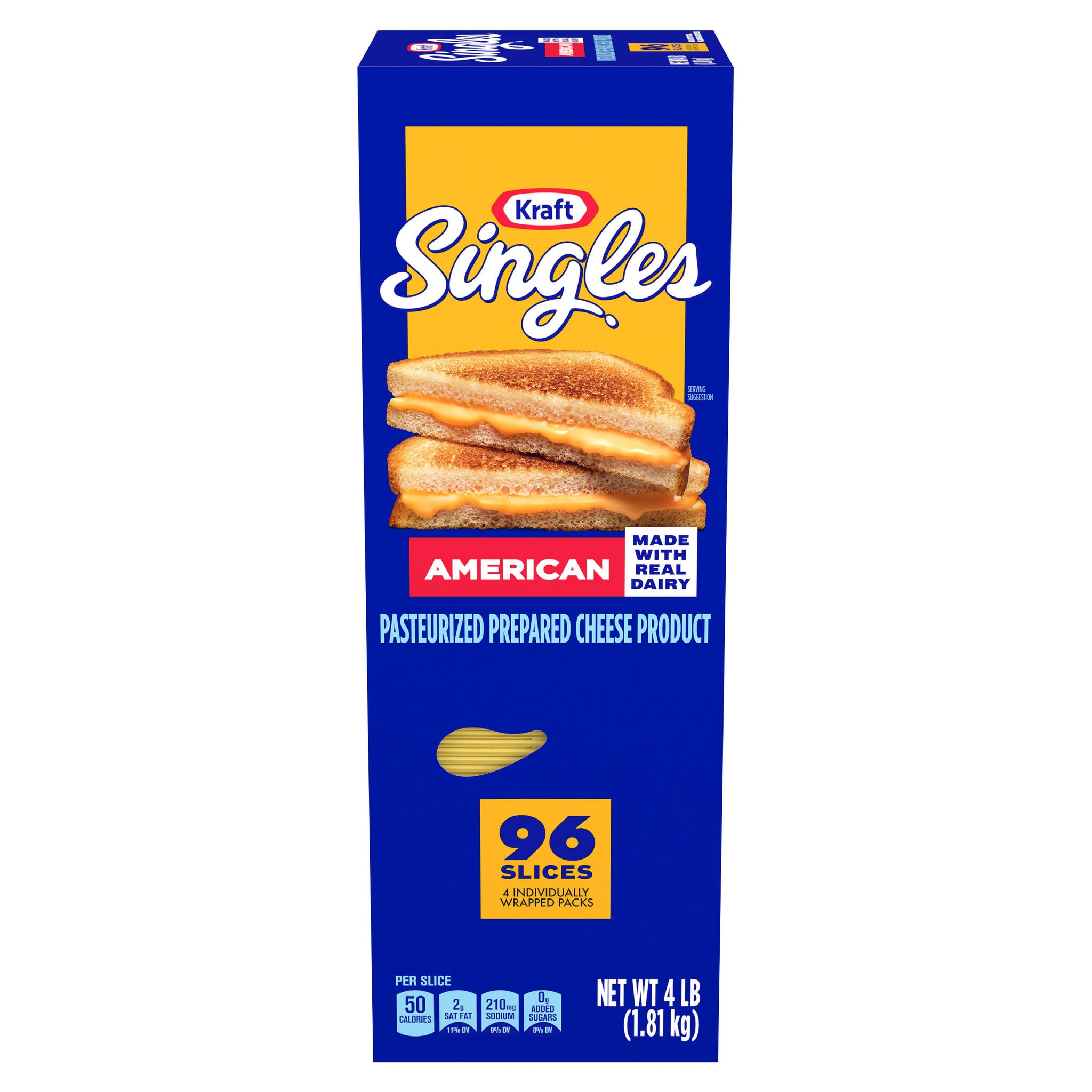 Kraft Singles American Cheese, 96 Slices, 4 lbs