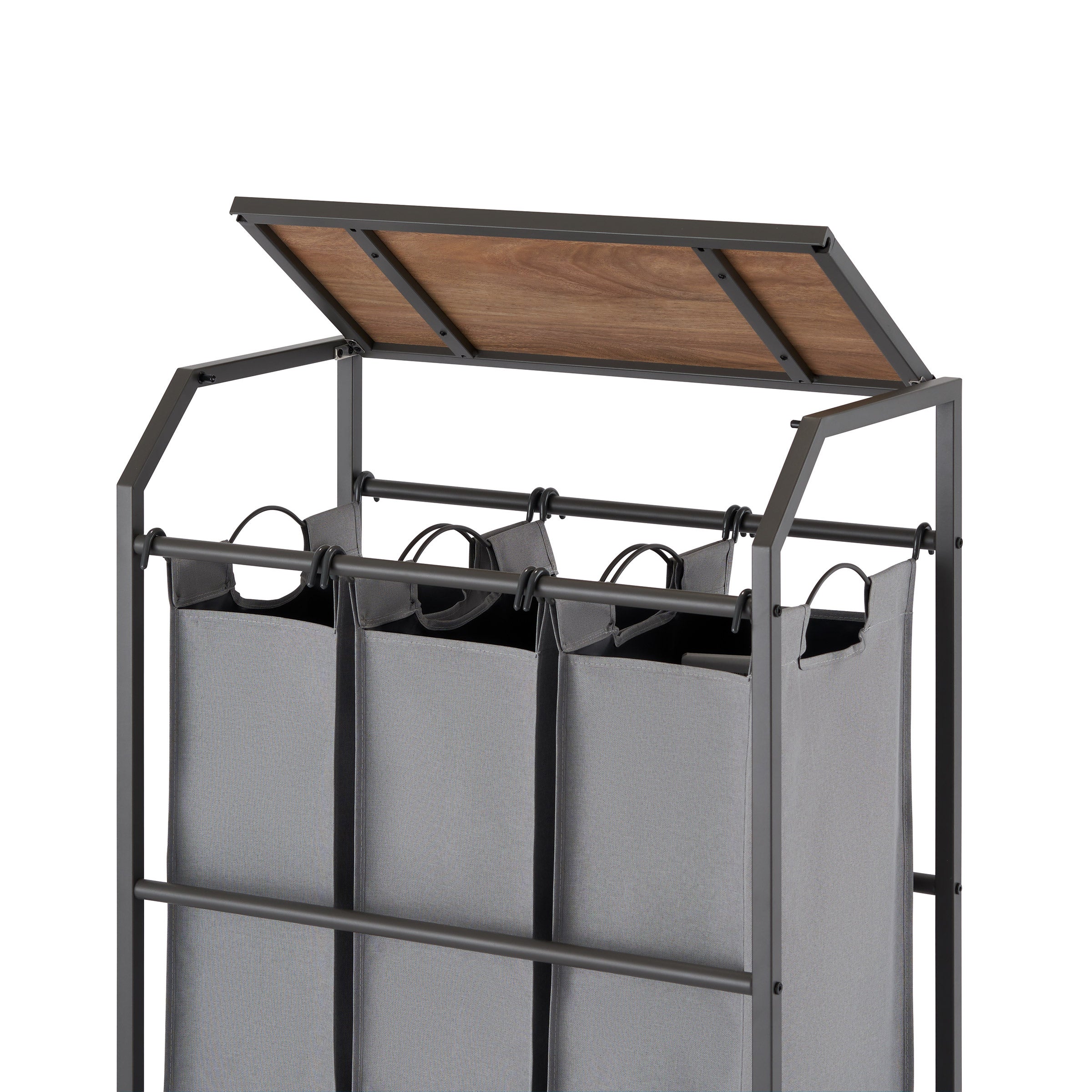 TRINITY 3-bag Laundry Cart with Flip-up Top