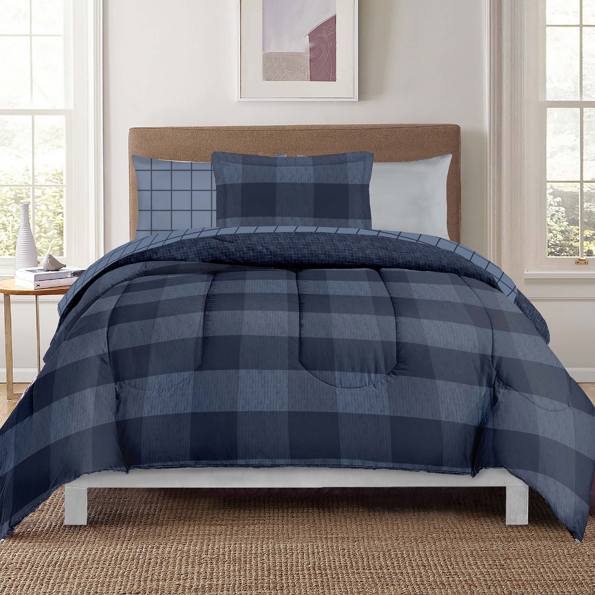 Berkshire Life Studio Style, Twin XL 8-piece Microfiber Comforter Set, Refined Buffalo Plaid
