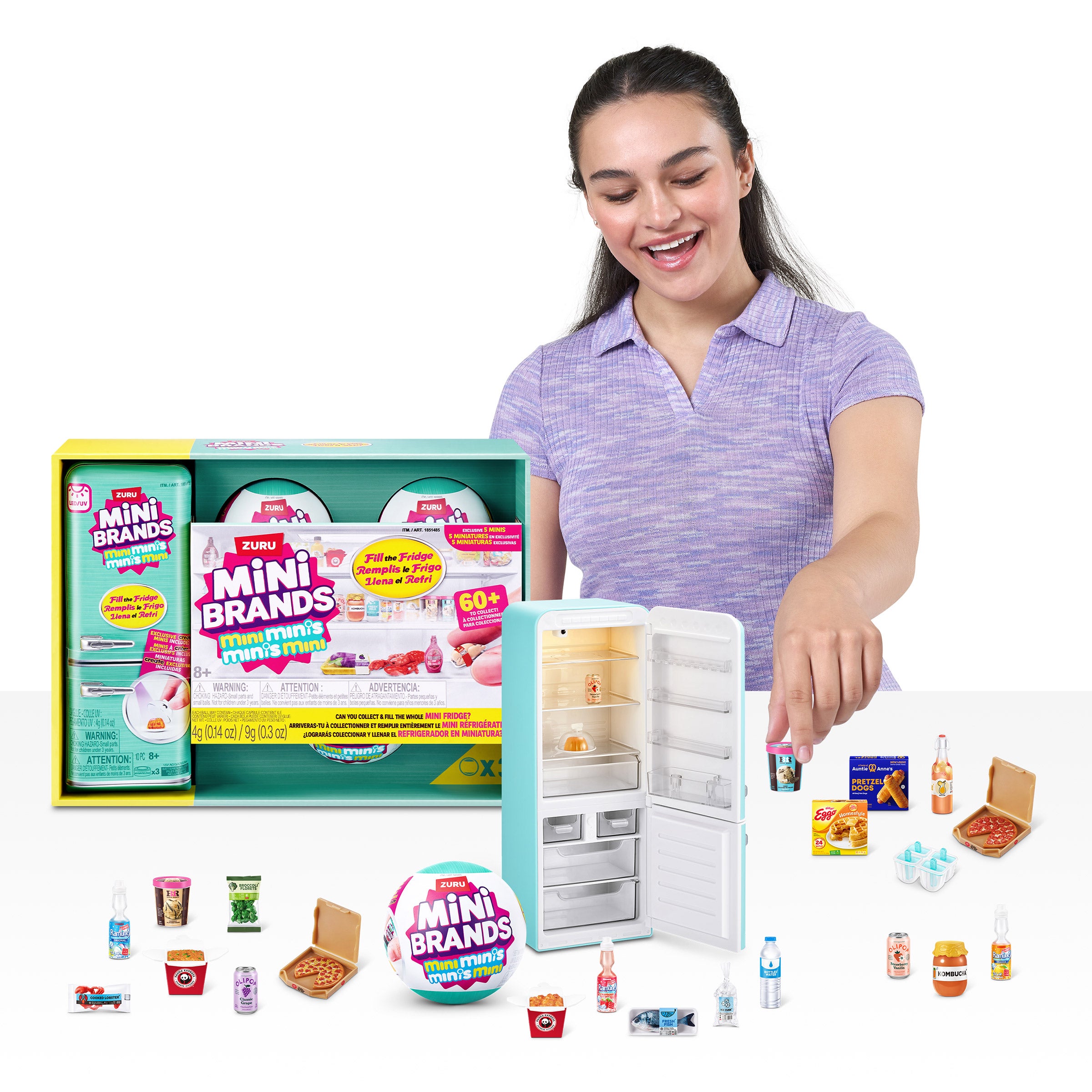 Mini Brands Fill the Fridge S1 Playset with 3 Capsules