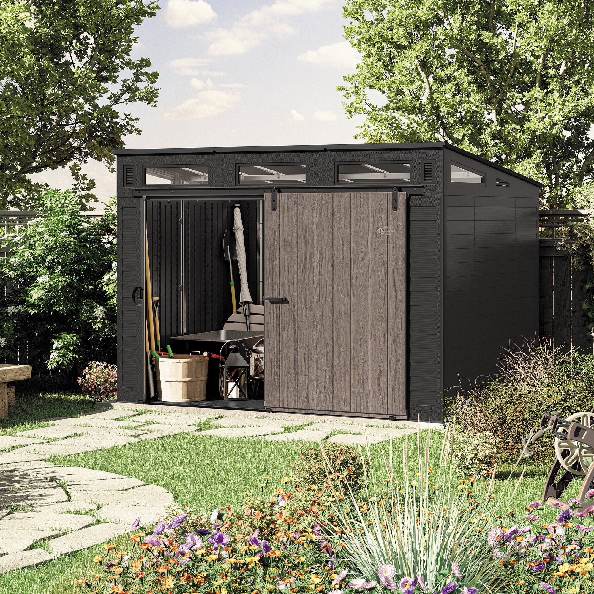 Suncast Modernist 10 ft x 7 ft. Sliding Door Storage Shed