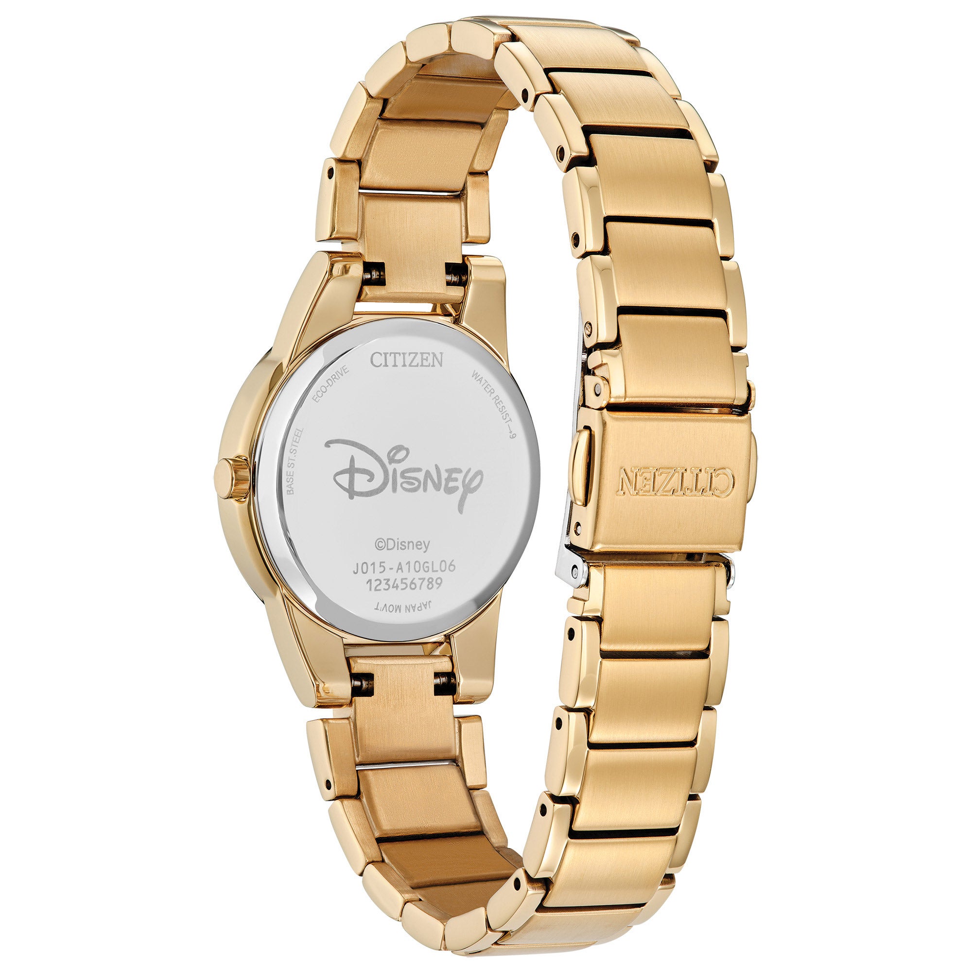 Citizen Eco Drive Disney Mickey Mouse Diamond Gold Tone Stainless Steel Quartz Women's Watch, 29.5mm
