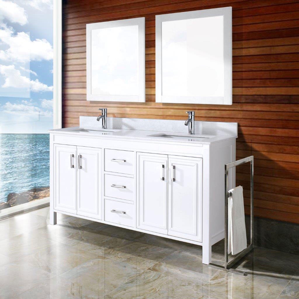 Corniche 60” White Double Sink Vanity by Studio Bathe