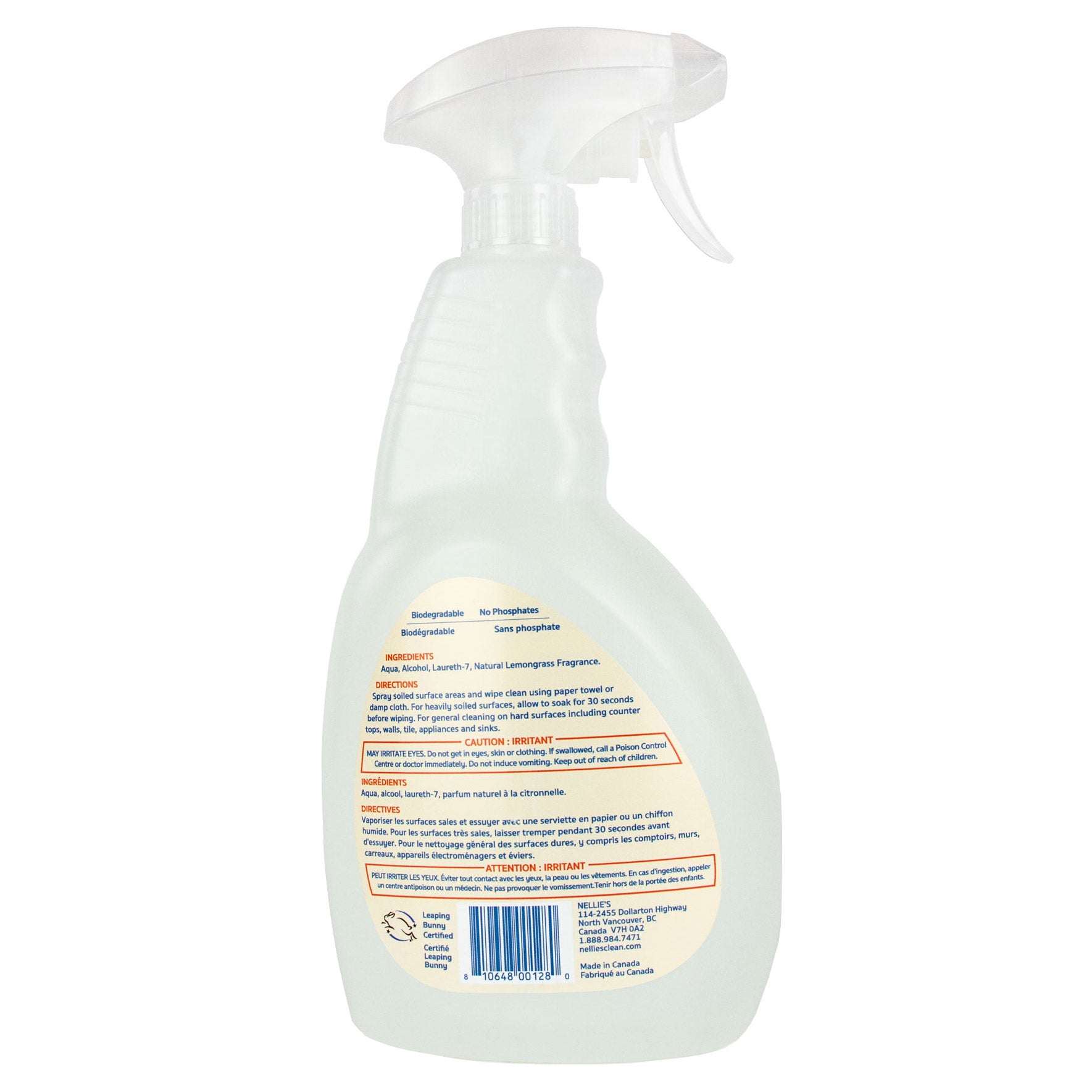 Nellie's All-Purpose Cleaner, Lemongrass, 24 fl oz, 4-count