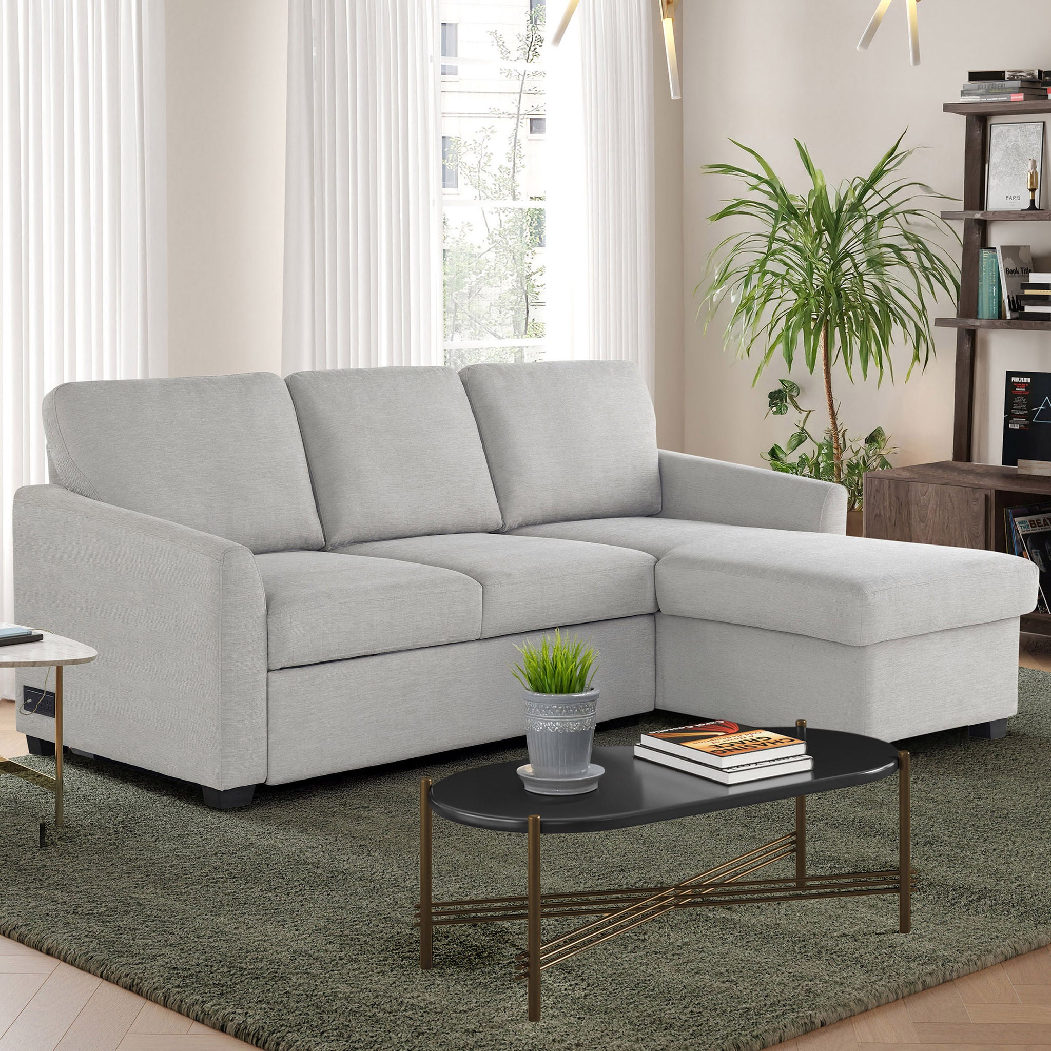 Coddle Cameron Convertible Sofa with Reversible Chaise and Storage, Beige