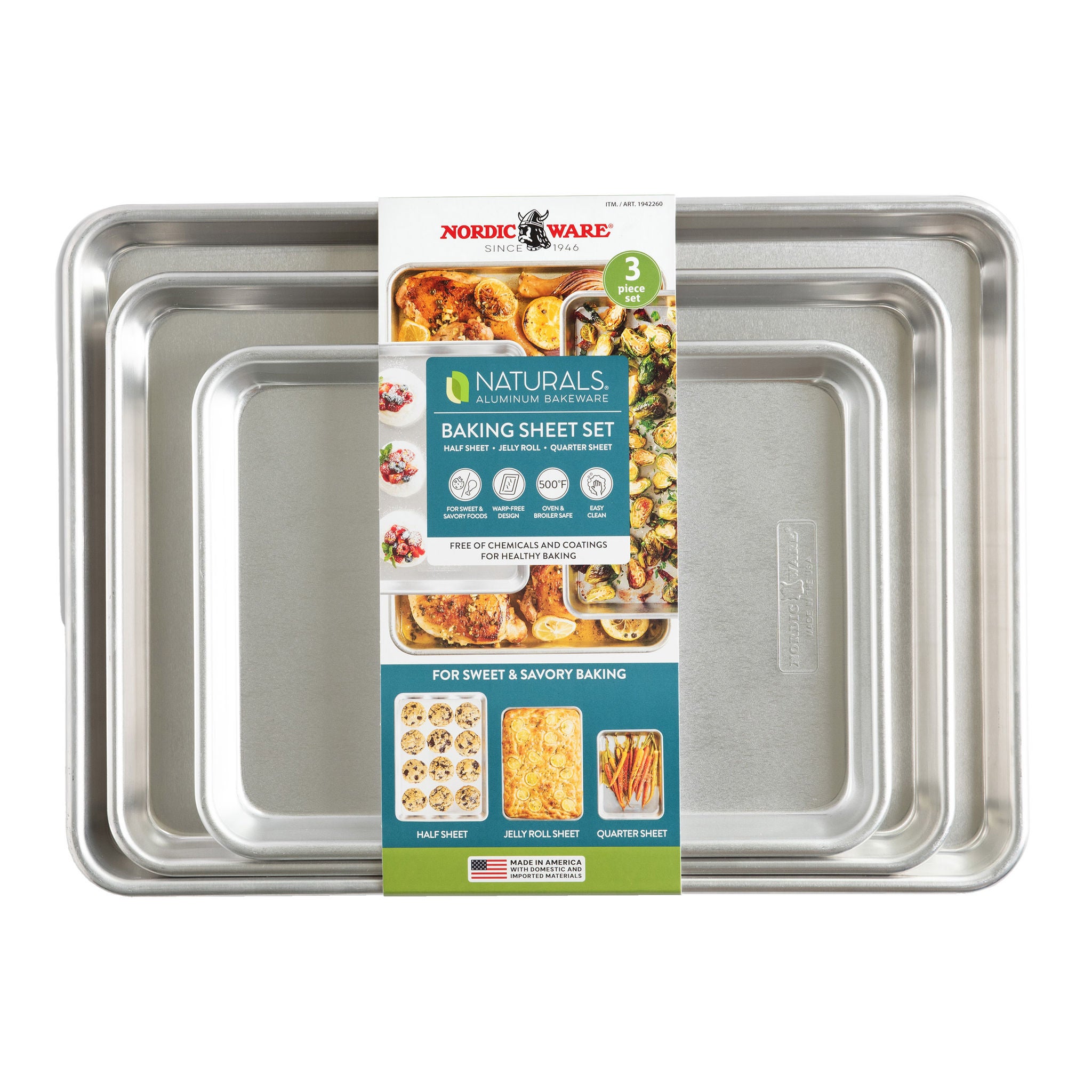Nordic Ware Naturals 3-piece Baking Sheet Set