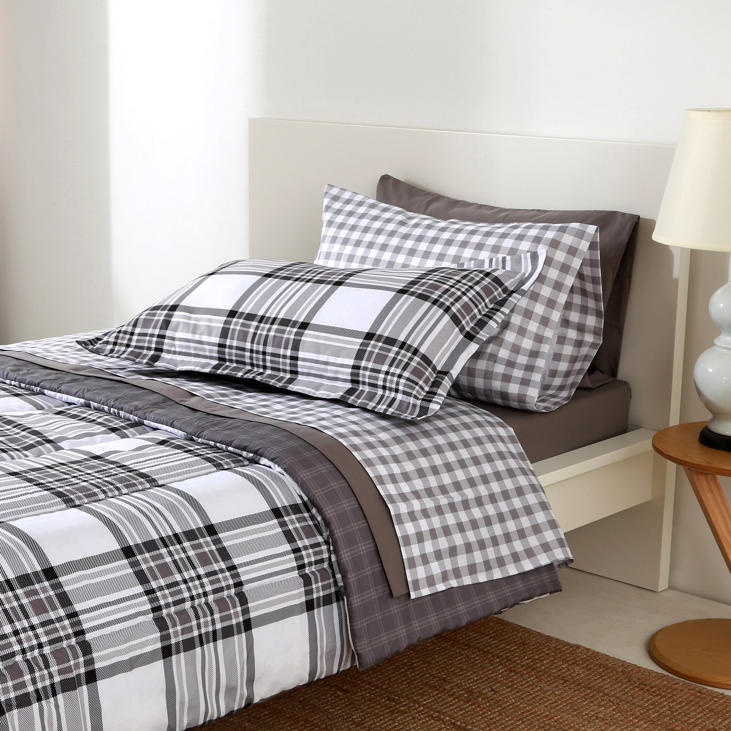 Berkshire Life Twin XL 8-piece Comforter Set, Luke Black Plaid