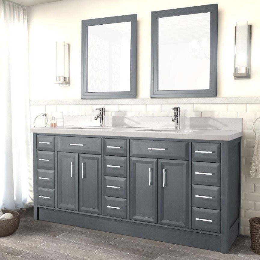 Calais 75" French Gray Double Sink Vanity by Studio Bathe
