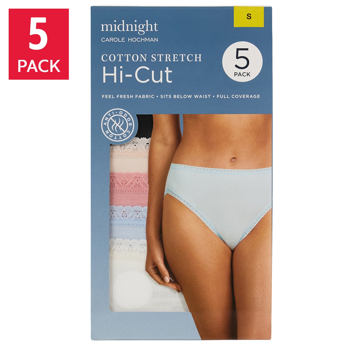 Carole Hochman Midnight Women's Hi Cut, 5-pack
