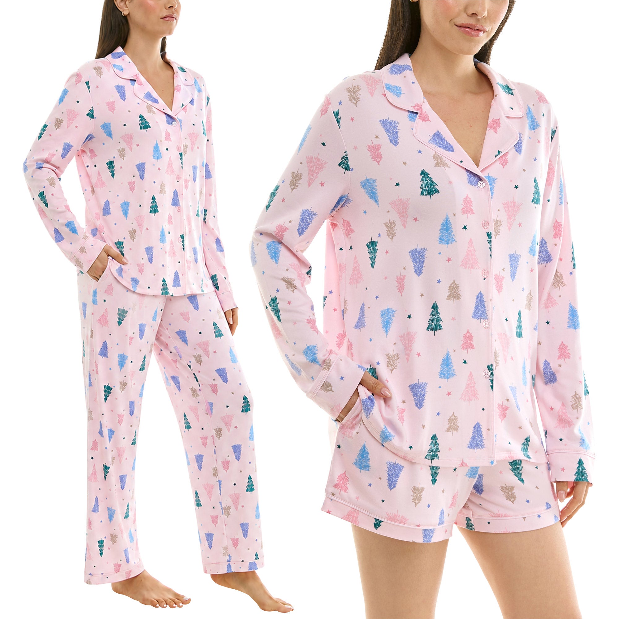 Jaclyn Women's Holiday 3-piece Notch Collar PJ Set