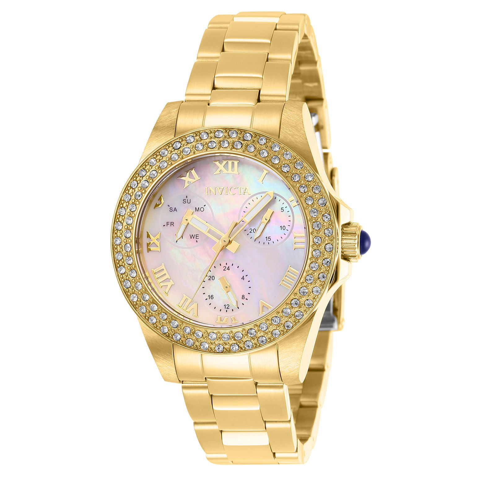 Invicta Angel Stainless Steel Mother of Pearl Dial Women's Quartz Watch, 34mm