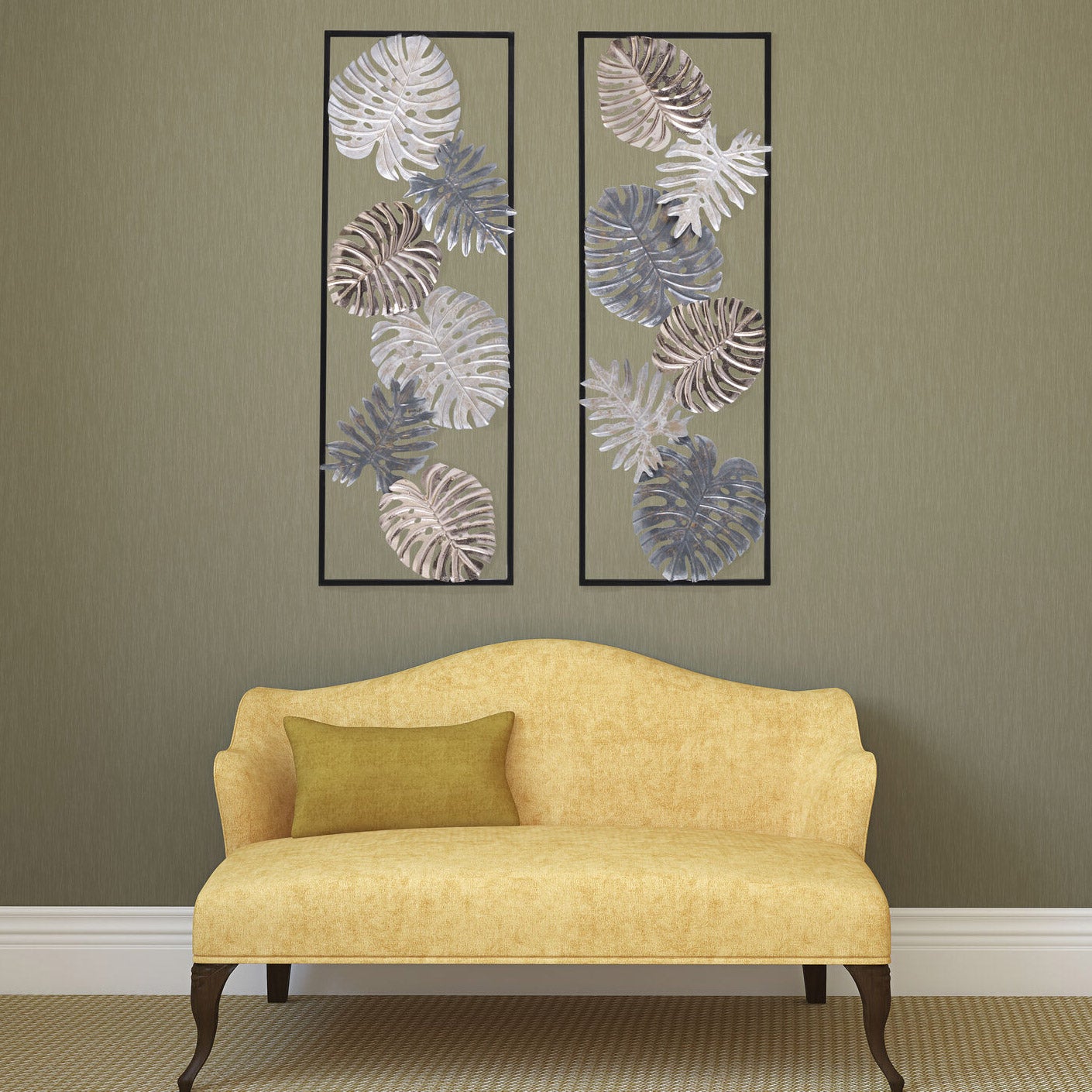Elements Set of 2 Metal Palm Leaf Wall Decor