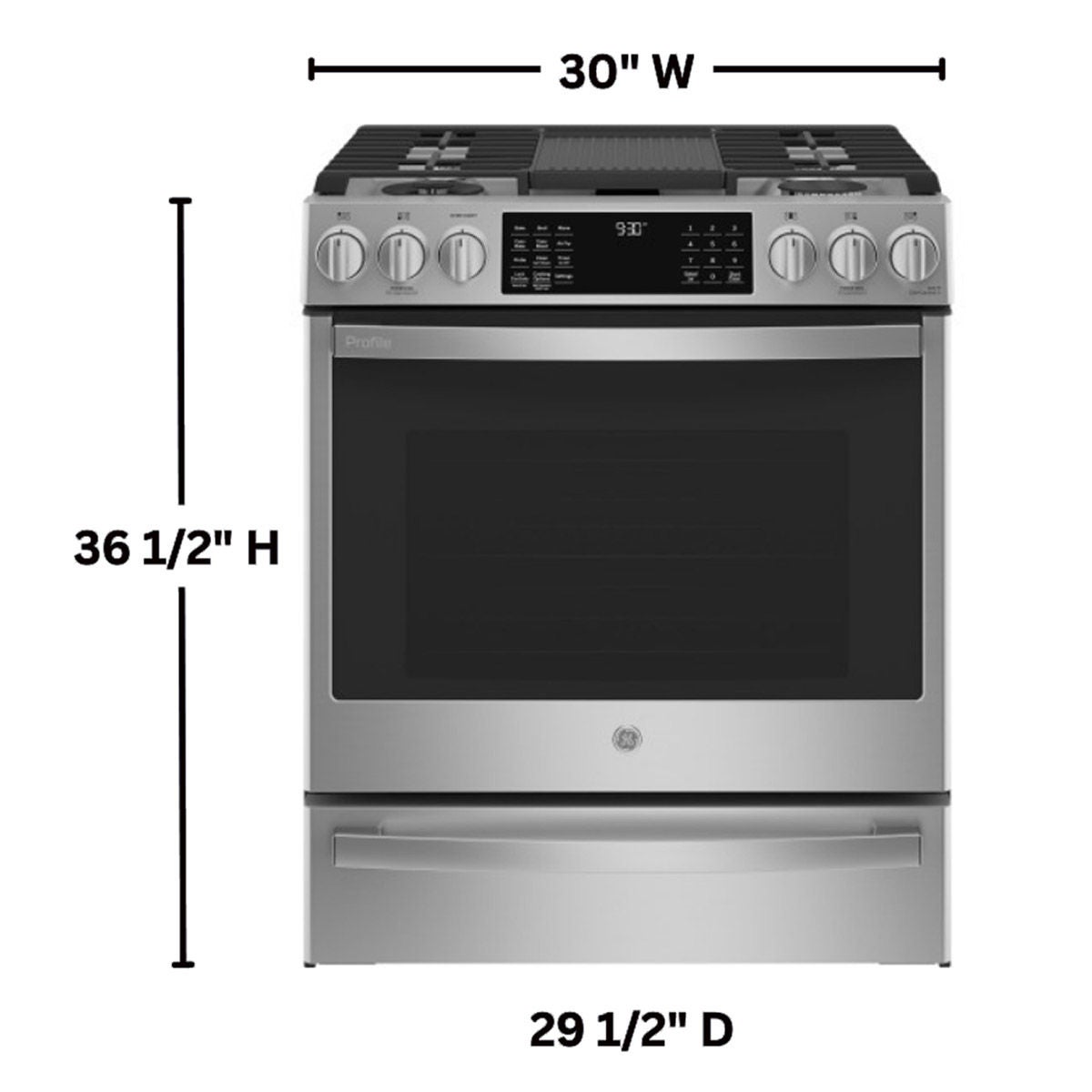GE Profile 30" 5.7 cu. ft. DUAL FUEL Slide-In Range with Convection, No Preheat Air Fry, WiFi