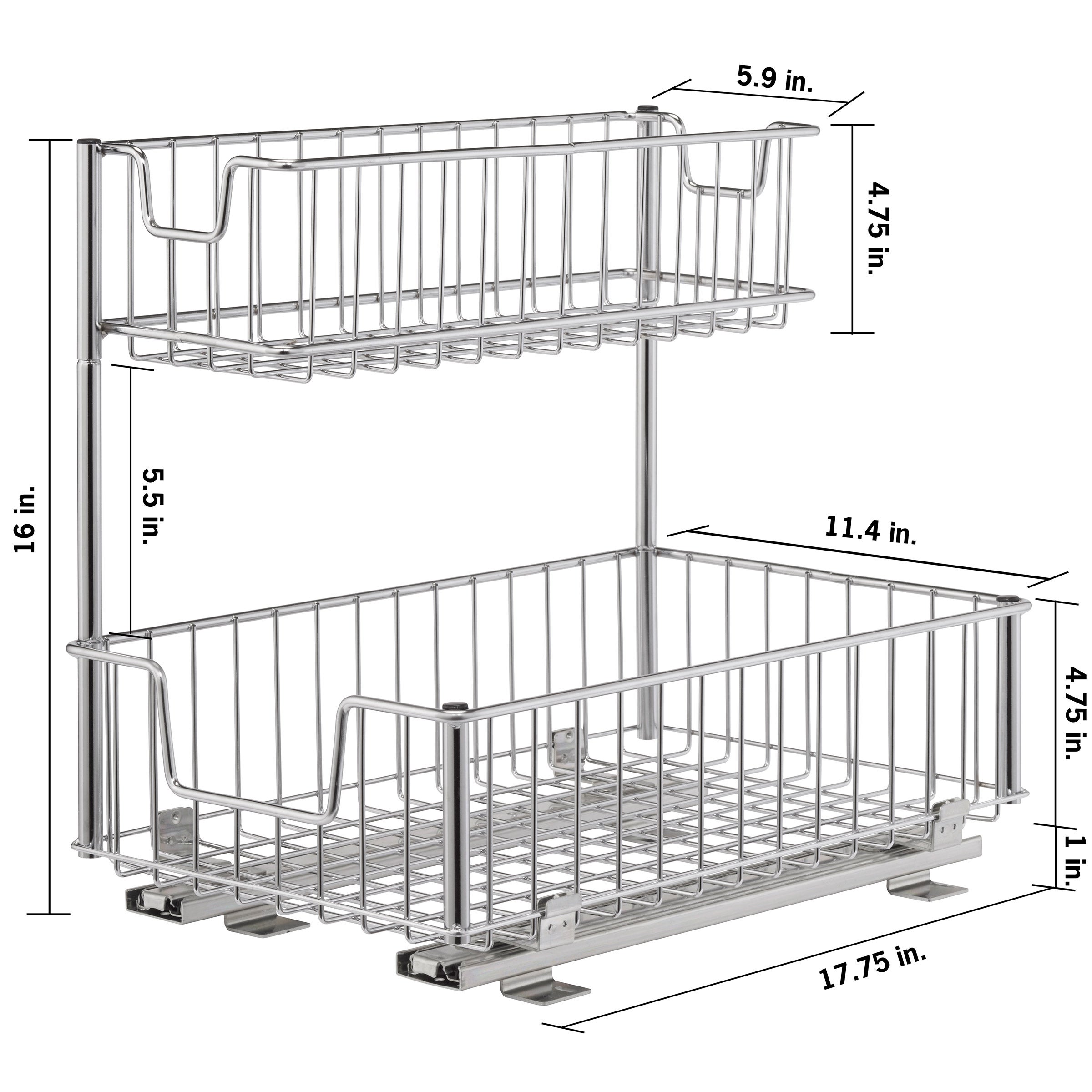TRINITY Wire Undersink Organizer with Slide, 2-pack