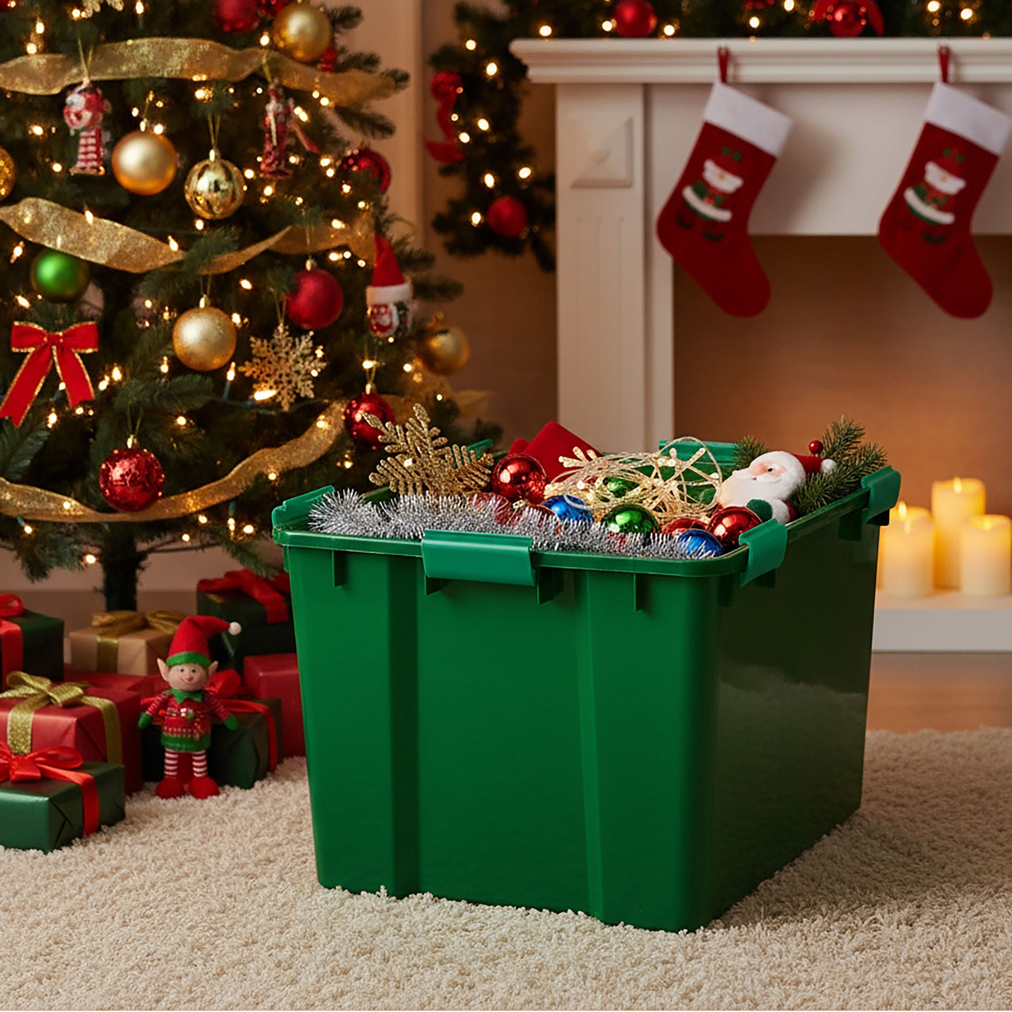IRIS 74 Quart Stackable Holiday Storage Bin, 2-pack
