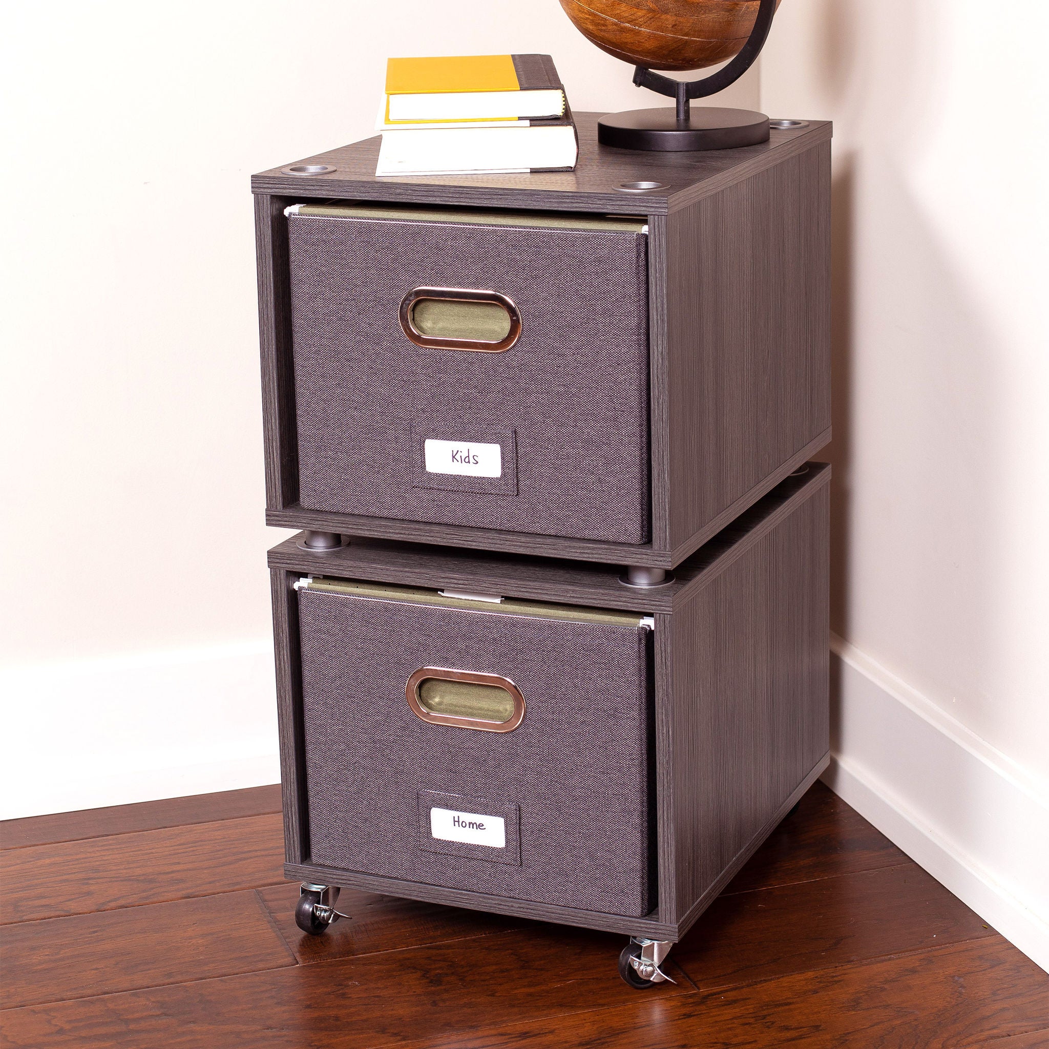 BirdRock Home 2-pack Rolling File Storage Cube Set