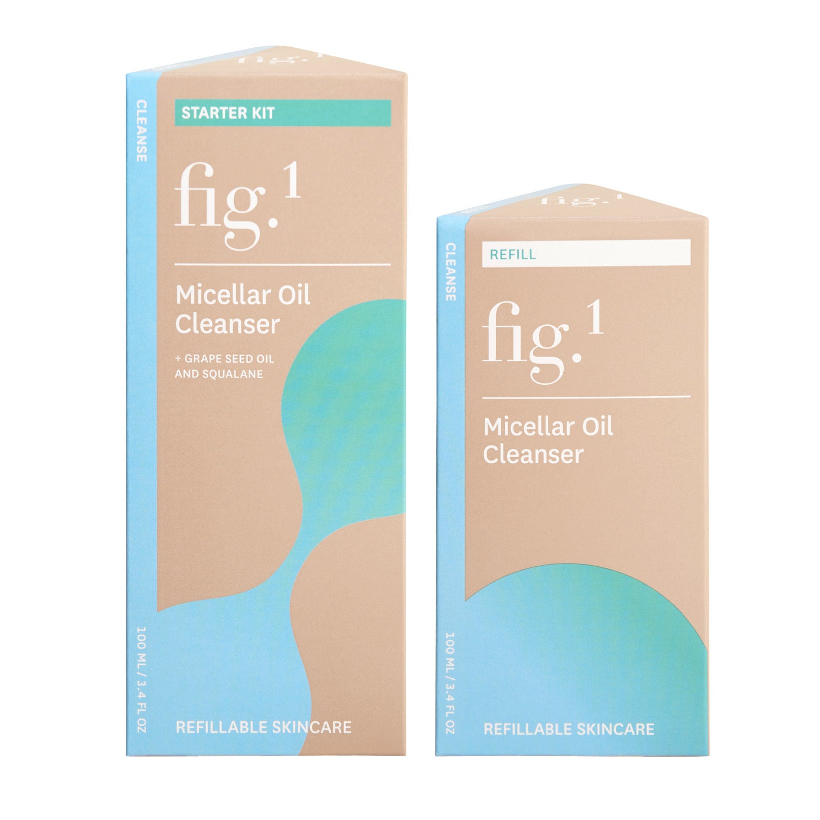 Fig.1 Beauty Micellar Oil Cleanser Starter Kit + Refill, 6.8 fl oz