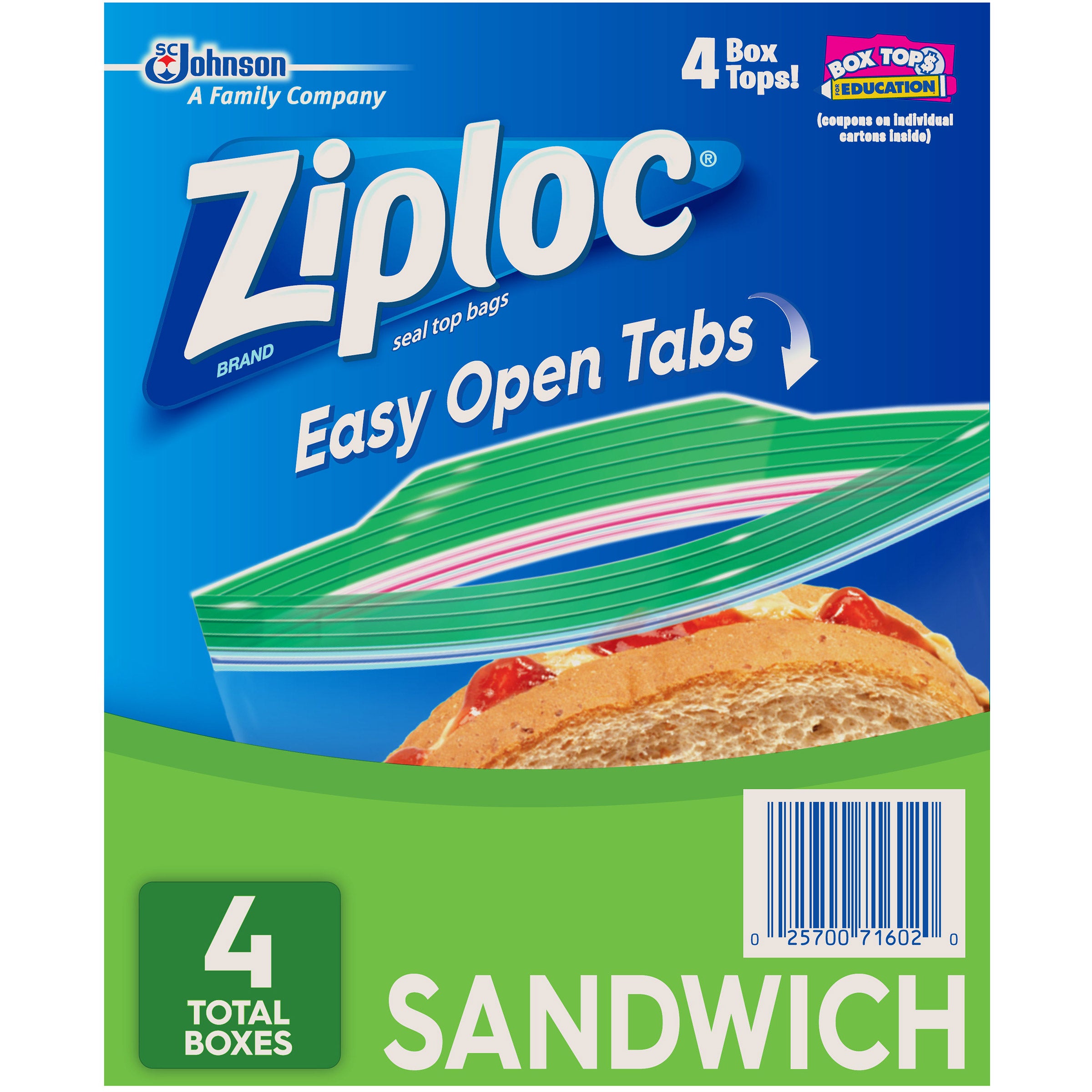 Ziploc Seal Top Bag, Sandwich, 145-count, 4-pack